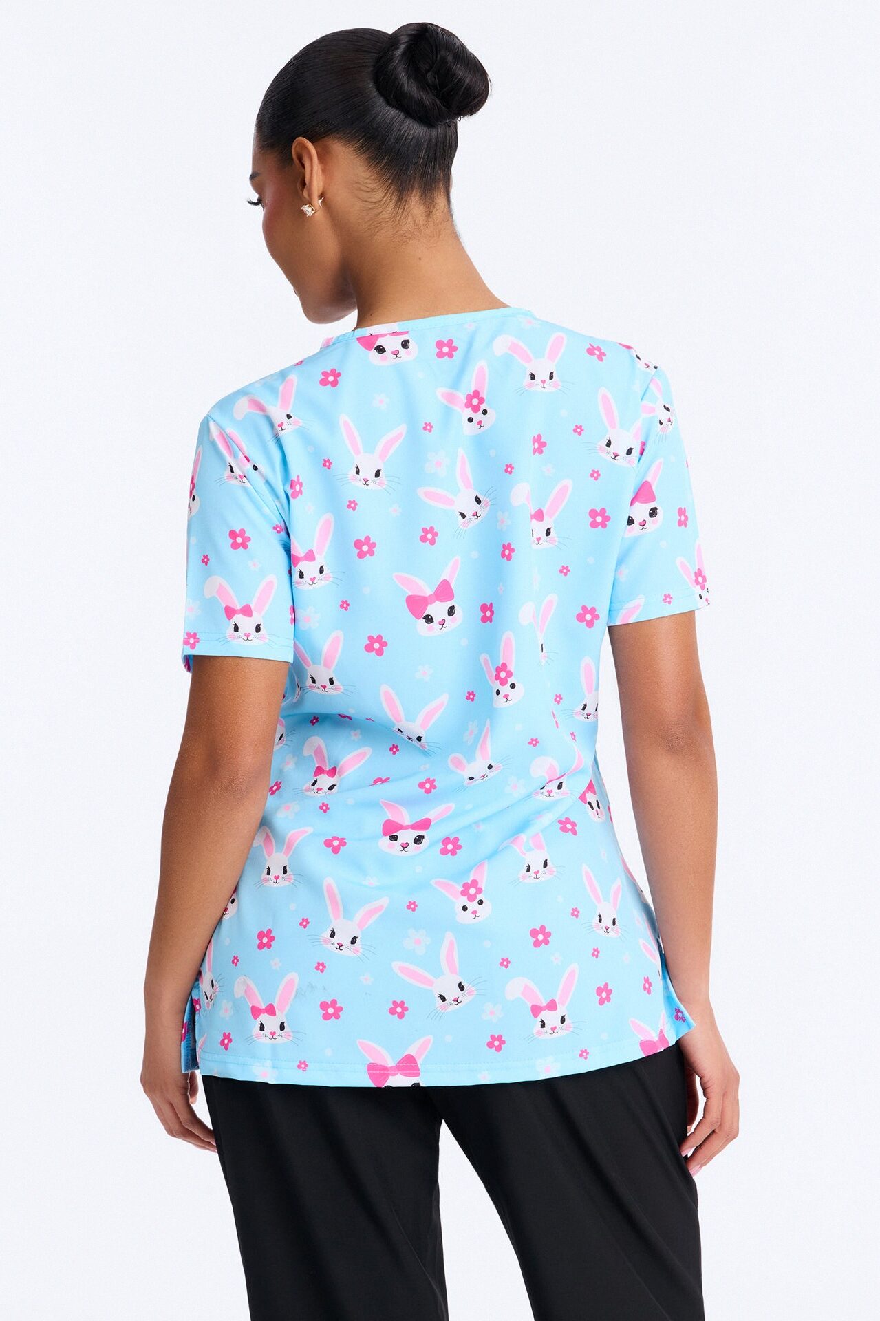 Pretty Bunnies Scrub Top - Blue/combo