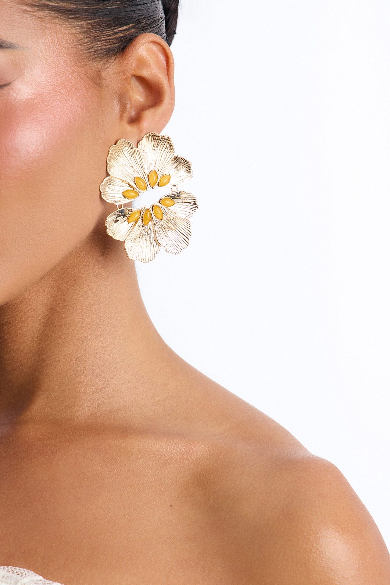 Island Glow Floral Drop Earrings - Gold/Yellow