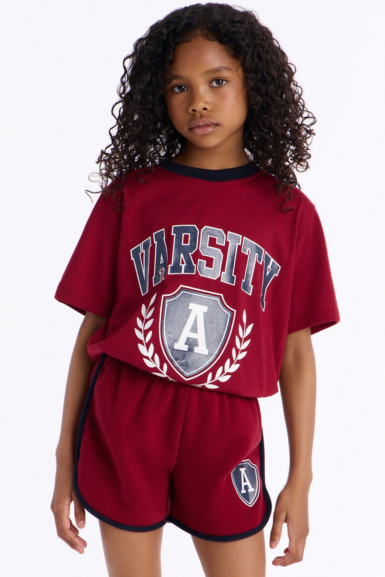 Mini Varsity Girl Short Set - Red