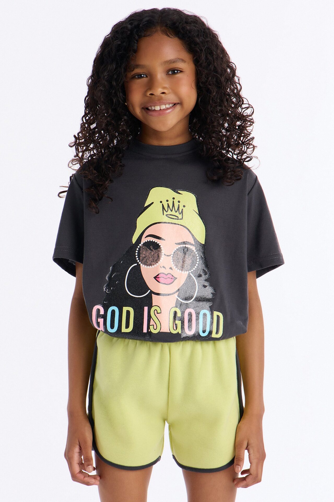 Mini God Is Good Short Set - Yellow/combo