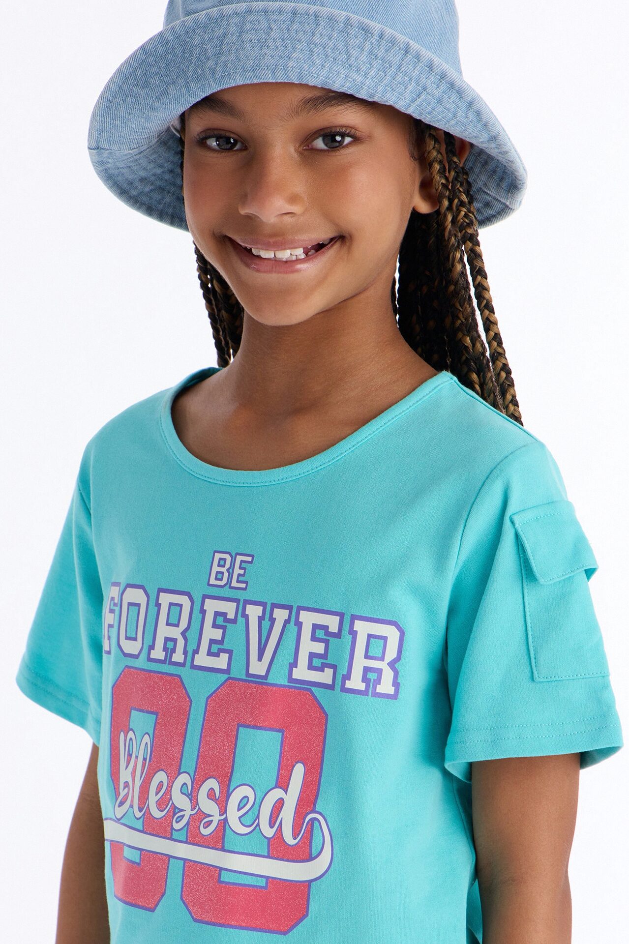 Mini Be Forever Blessed Short Set - Aqua