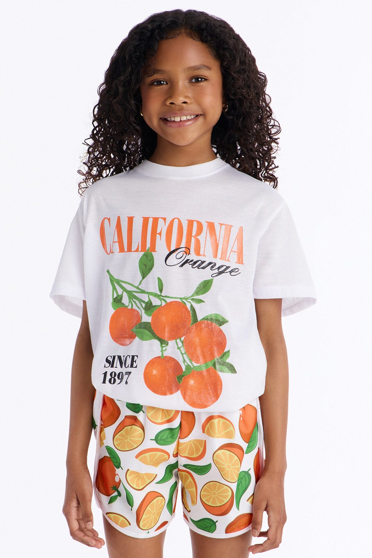 Mini California Orange Short Set - Orange/combo