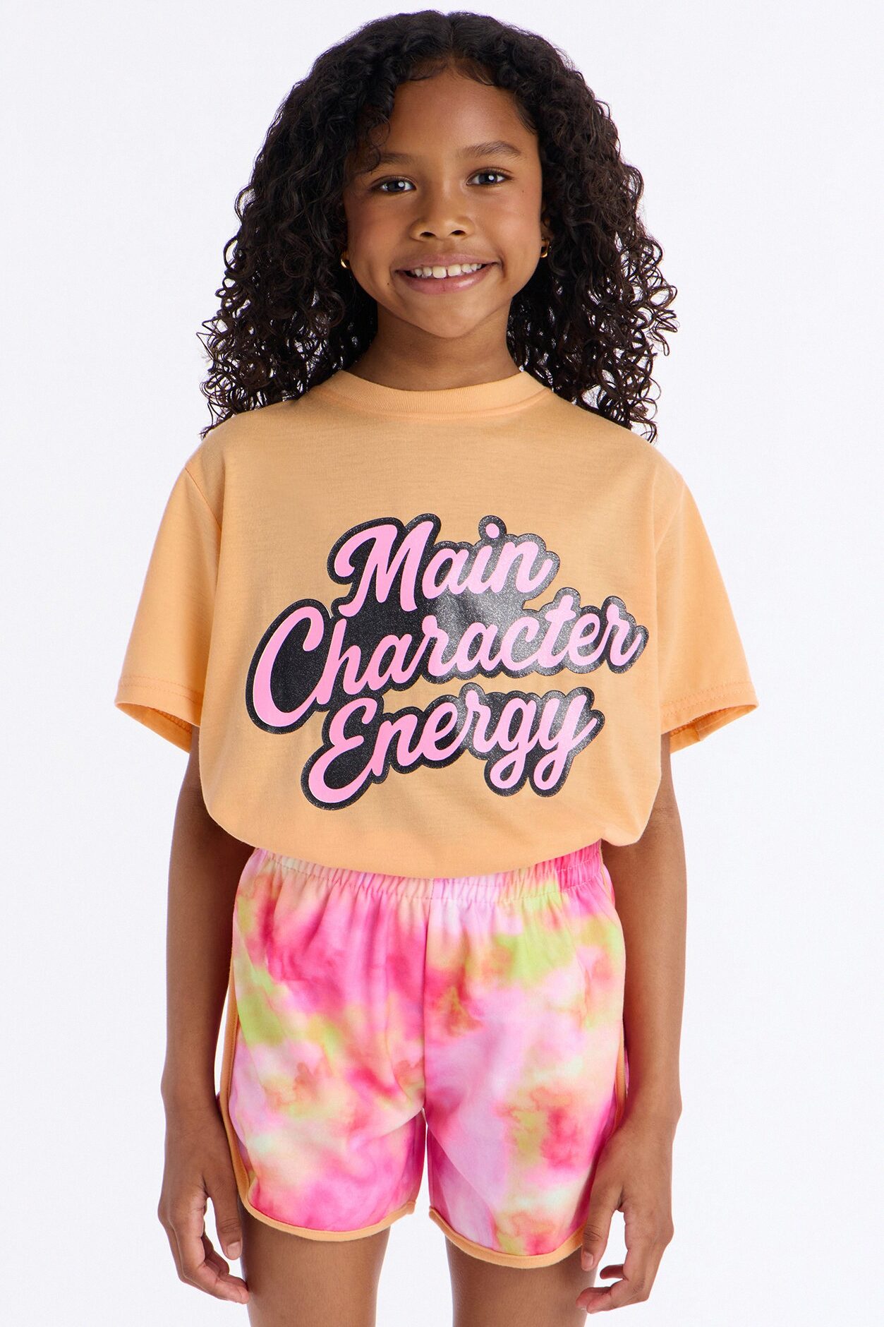 Mini Main Character Energy Short Set - Peach/combo
