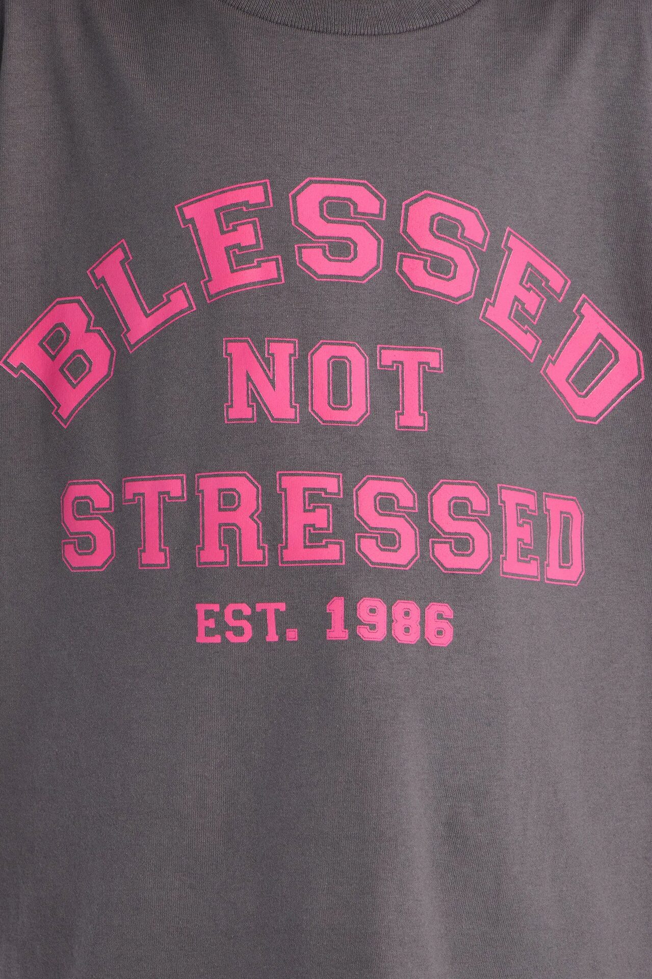 Mini Blessed Not Stressed Short Sleeve Tee - Charcoal