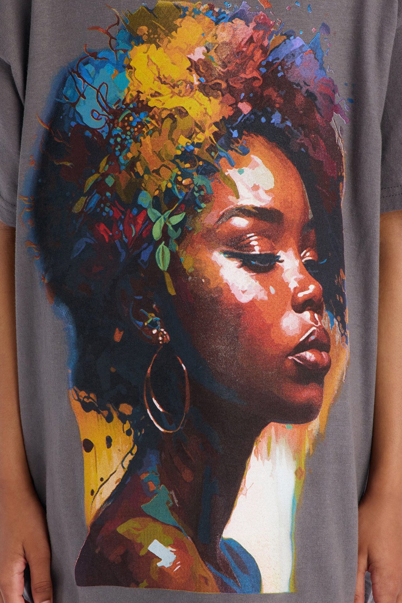 Mini Beautiful Woman Profile Tee - Charcoal