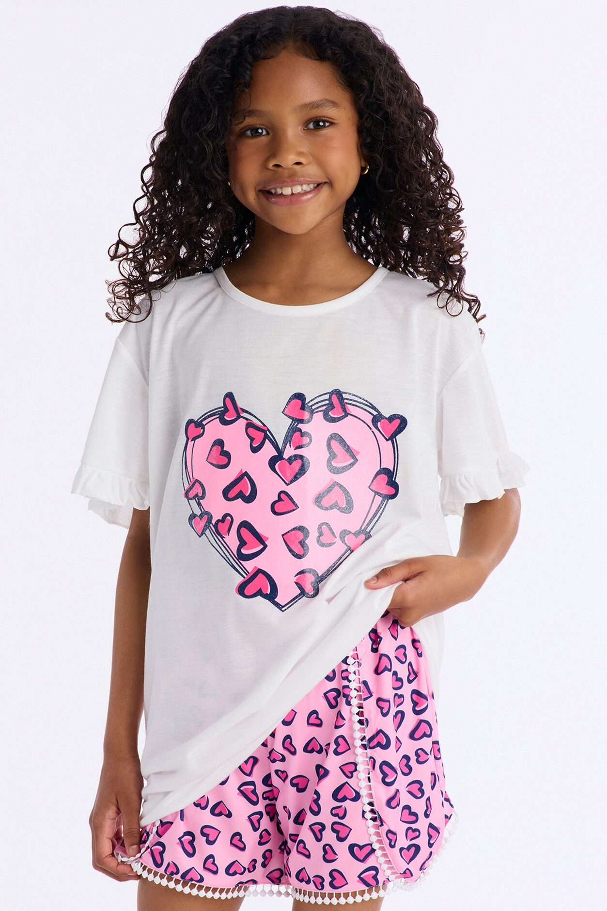 Mini All The Love In My Heart Short Set - White/combo