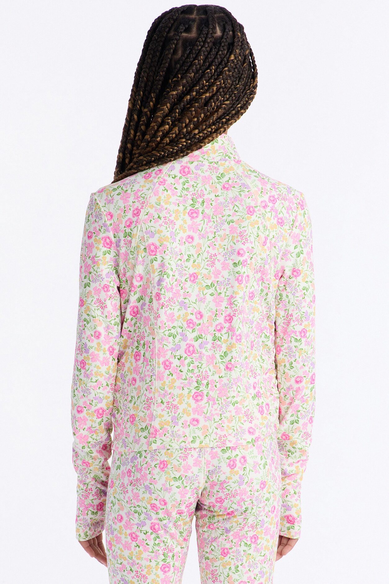 Mini So Grateful Floral Zip Jacket - White/Pink