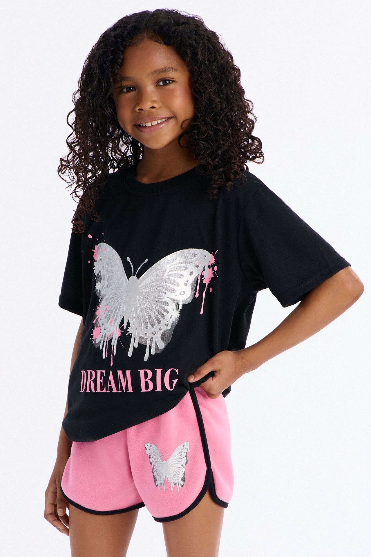 Mini Dream Big Butterfly Short Set - Pink/combo