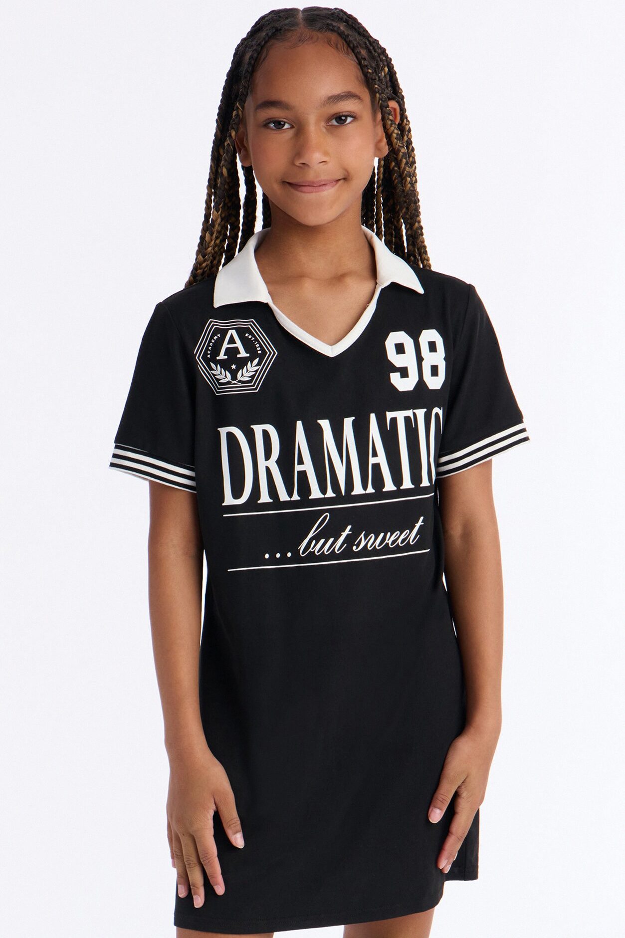 Mini Stay Sporty Polo Shirt Dress - Black/White