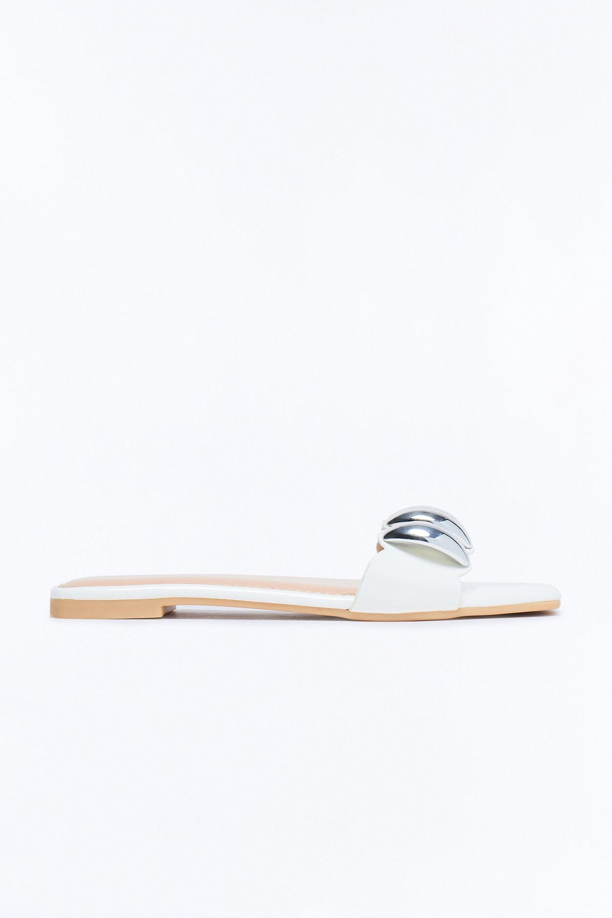 Dami Hardware Slip On Sandals - White