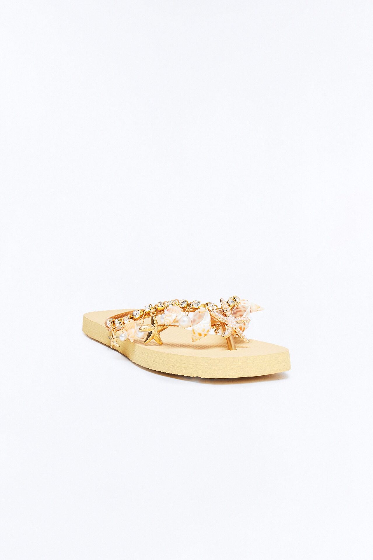 Sea Goddess Seashell Flip Flops - Gold