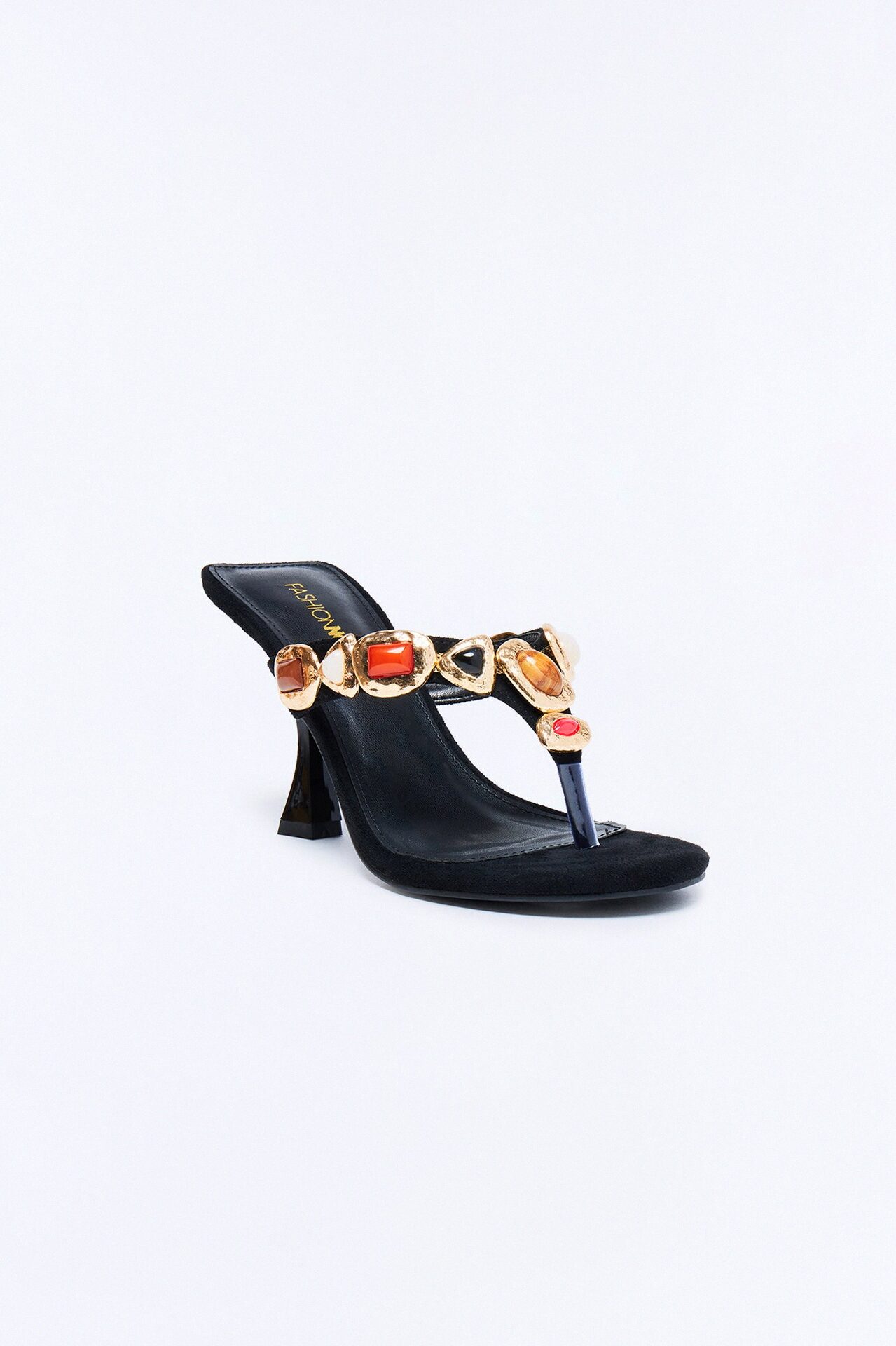 Aeron Jewel Thong Heels - Black