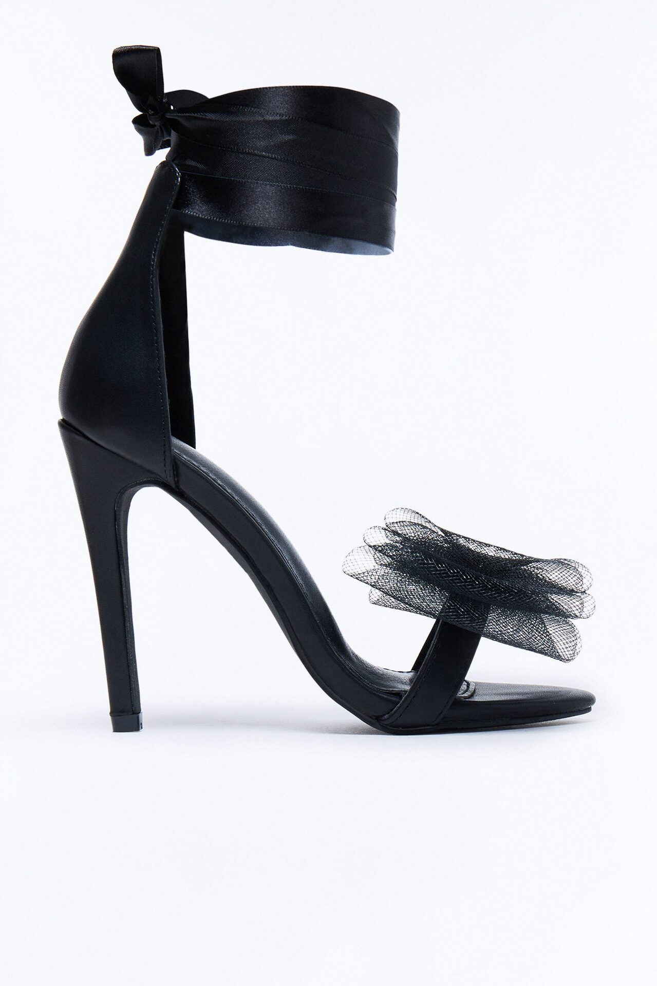 Milady Bow Wrap Up Heels - Black