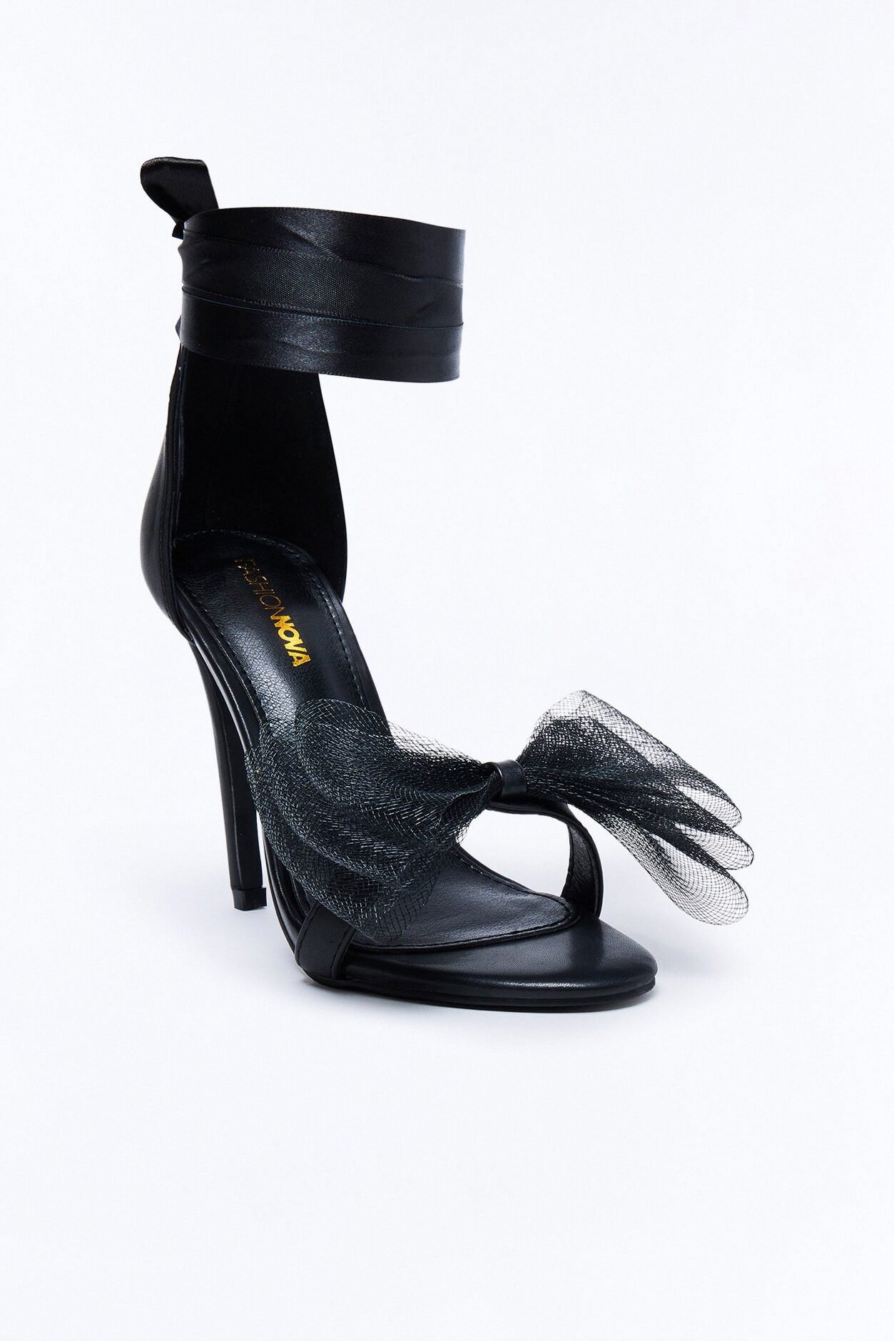 Milady Bow Wrap Up Heels - Black