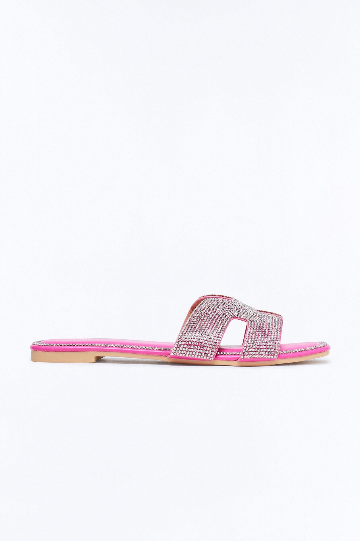 Marta Rhinestone Slip On Sandals - Hot Pink