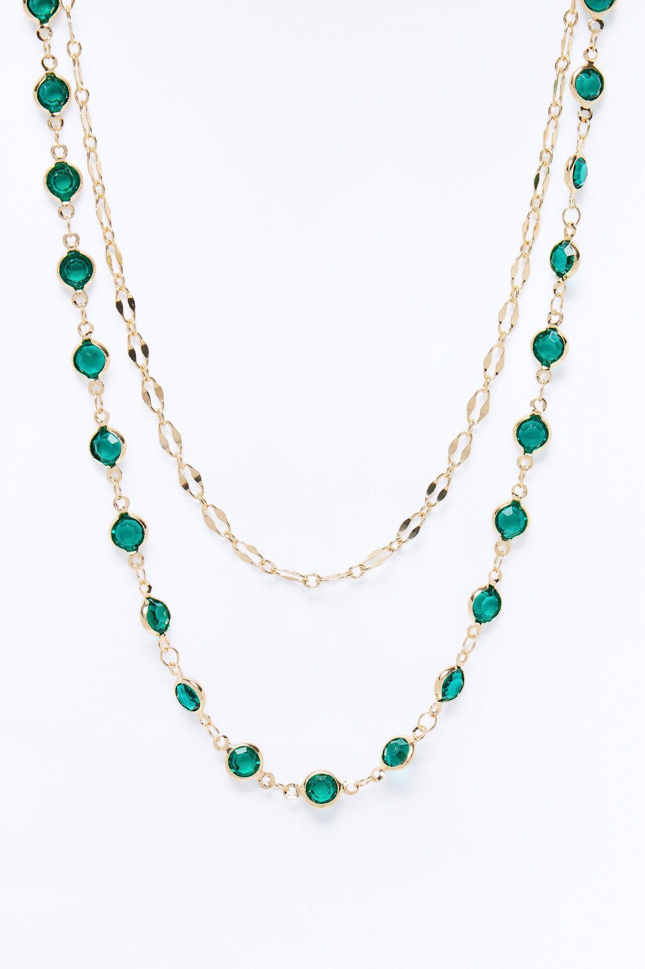 Simple Things Layered Necklace - Gold/Green