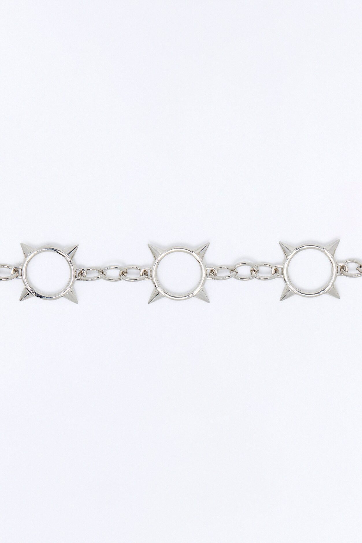 Spiky Solar Stars Chain Belt - Silver
