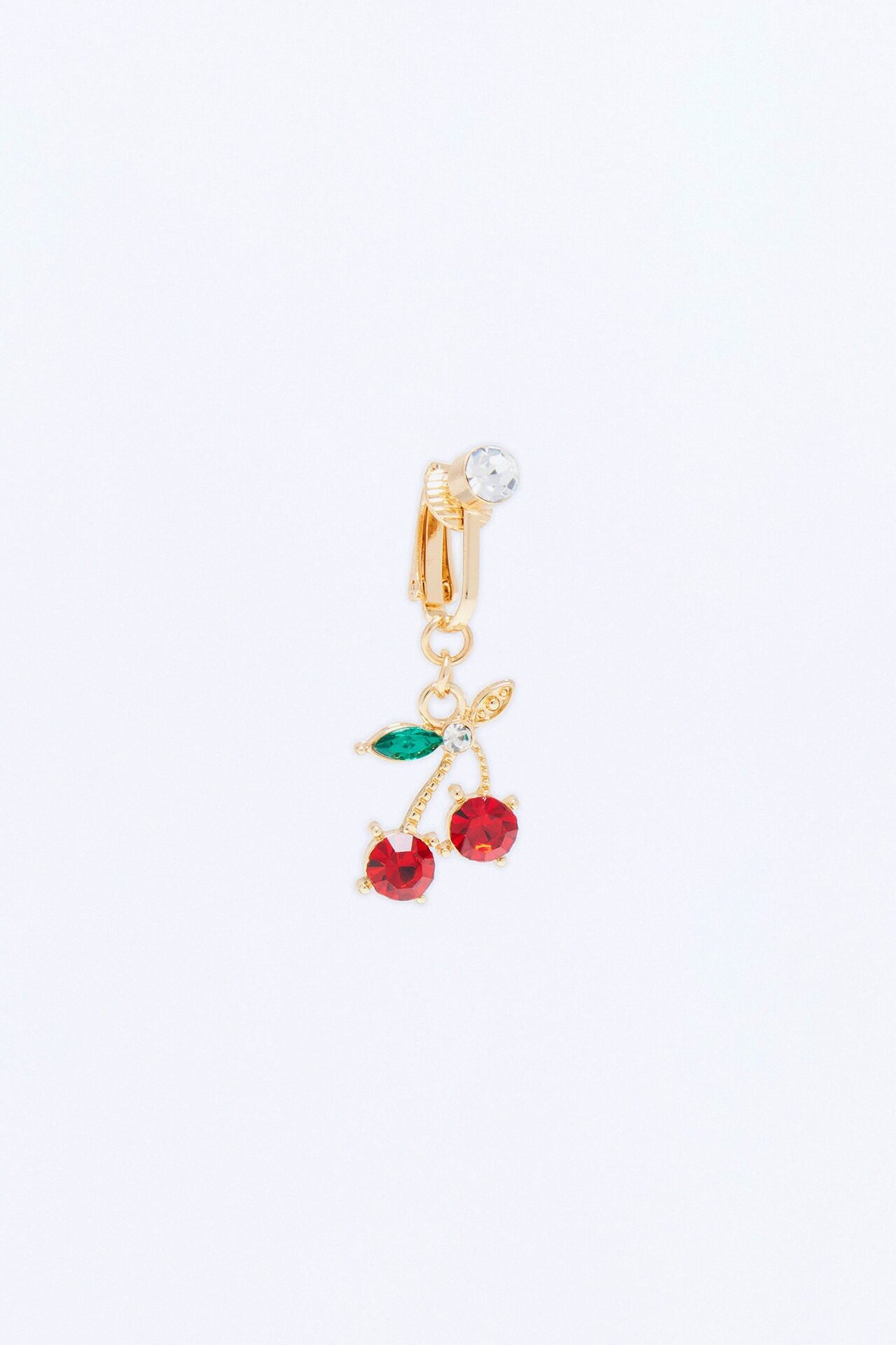 Cherry Clip On Belly Ring - Gold/Red