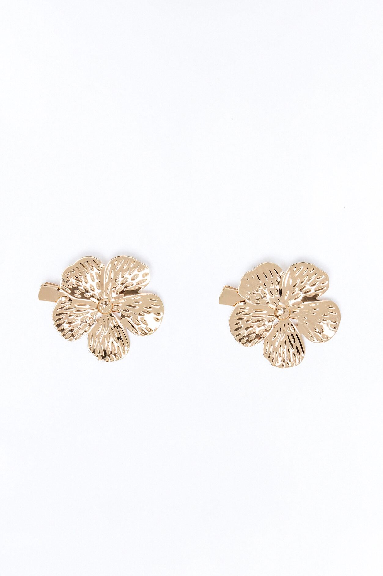 Golden Flower 2 Piece Hair Clip Set - Gold