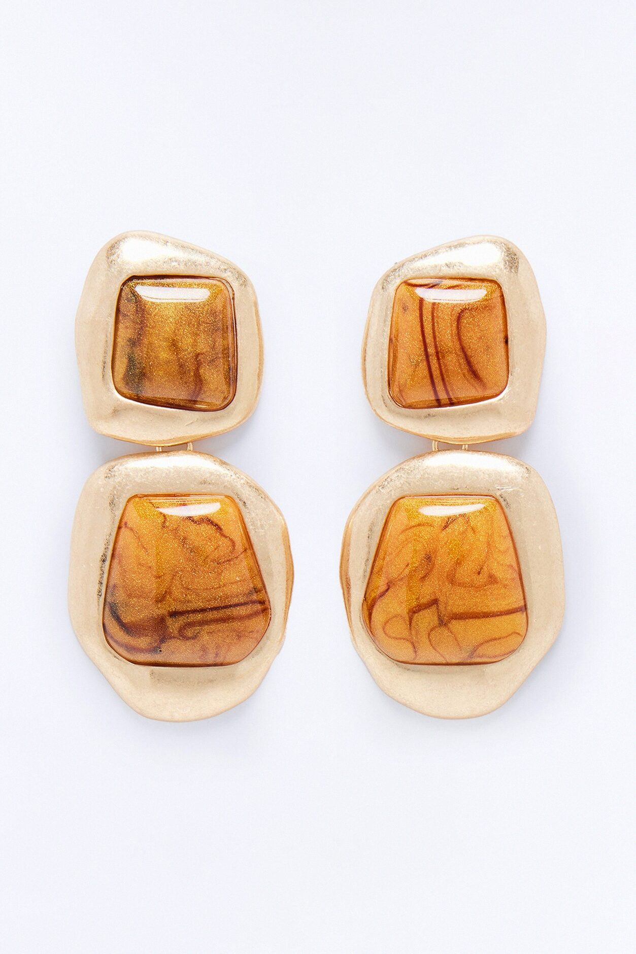 Mod Vibes Drop Earrings - Gold/Brown
