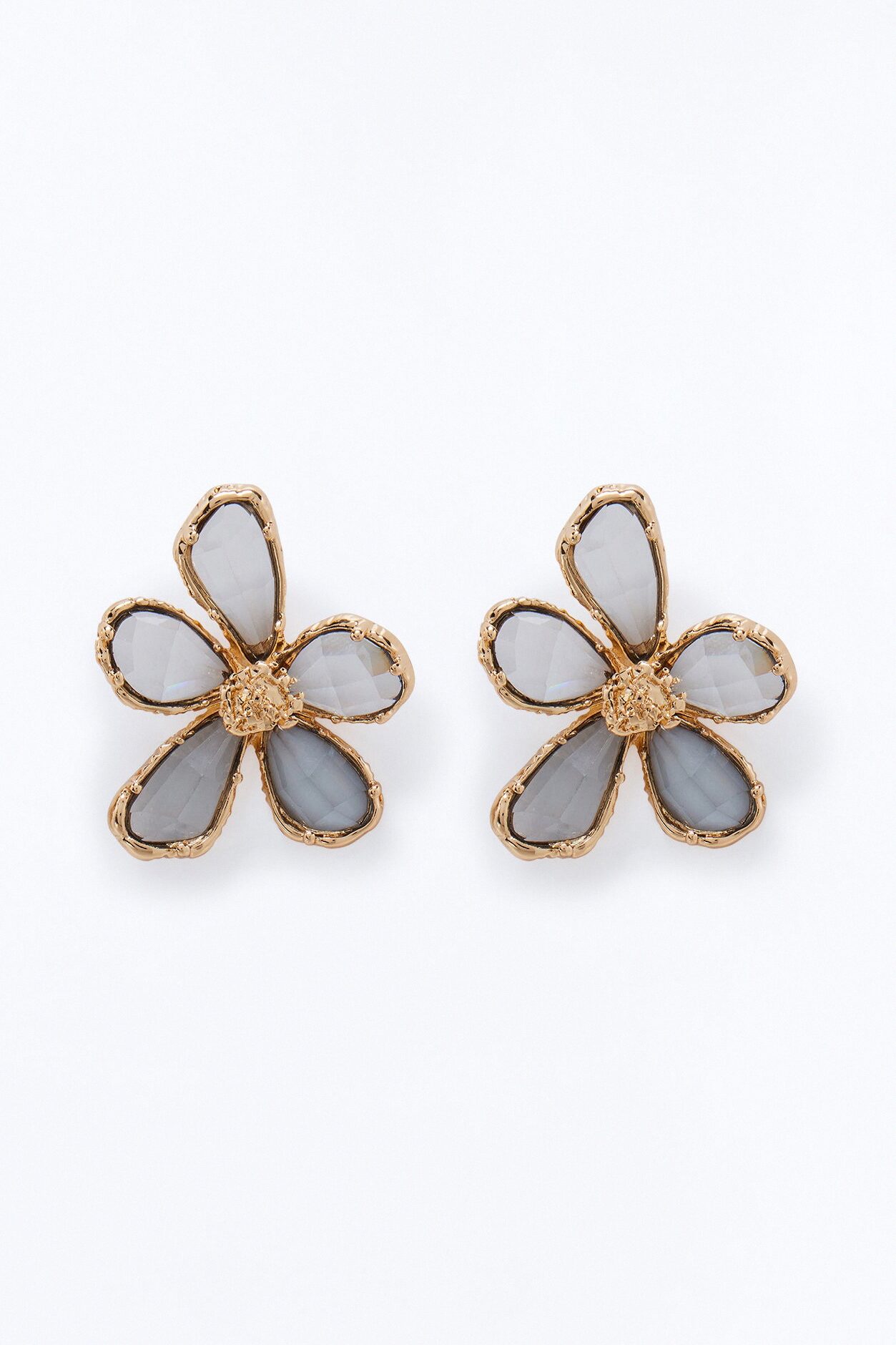 Poppy Floral Earrings - Gold/Blue