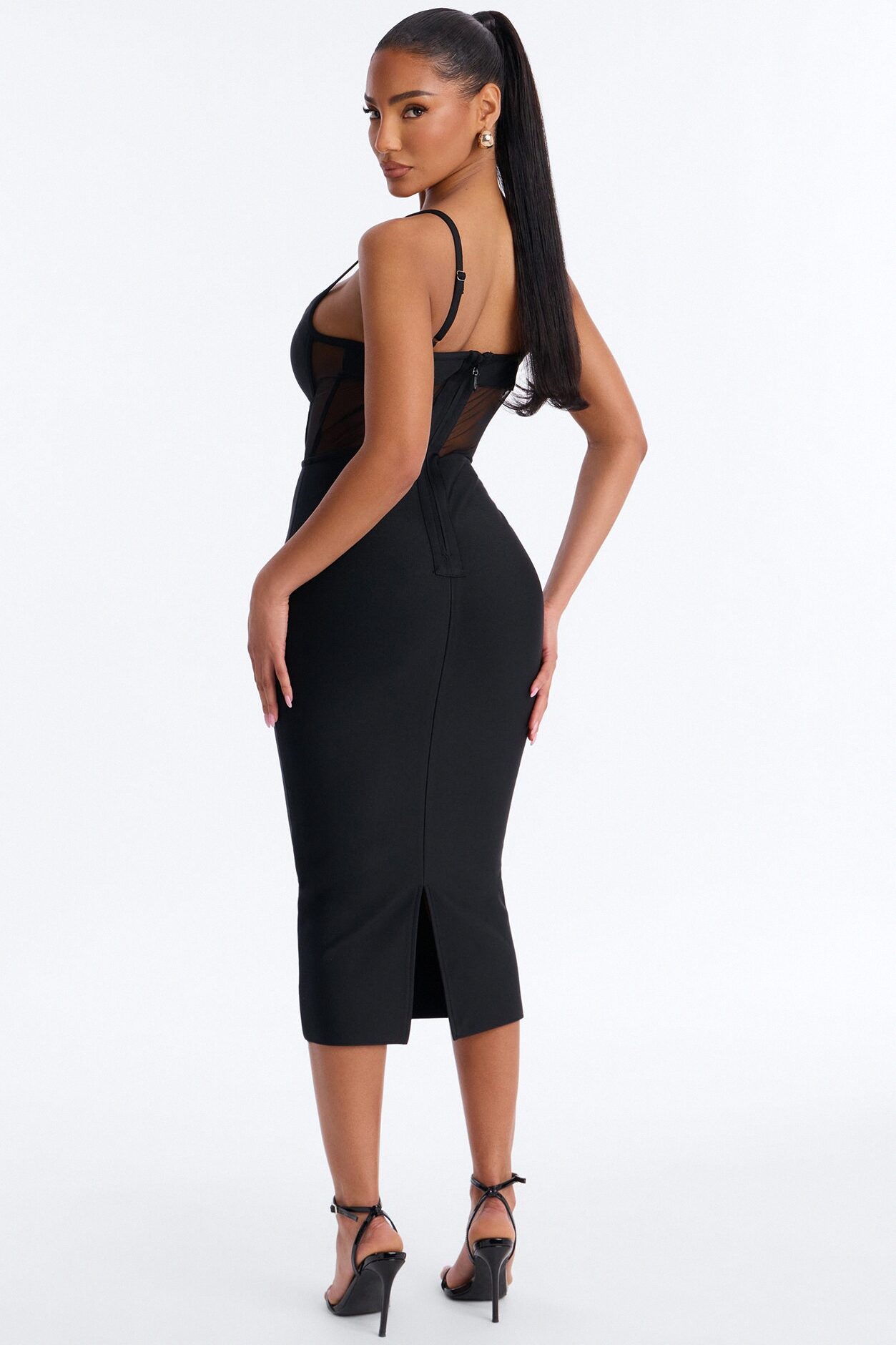 Haisley Corset Bandage Midi Dress - Black