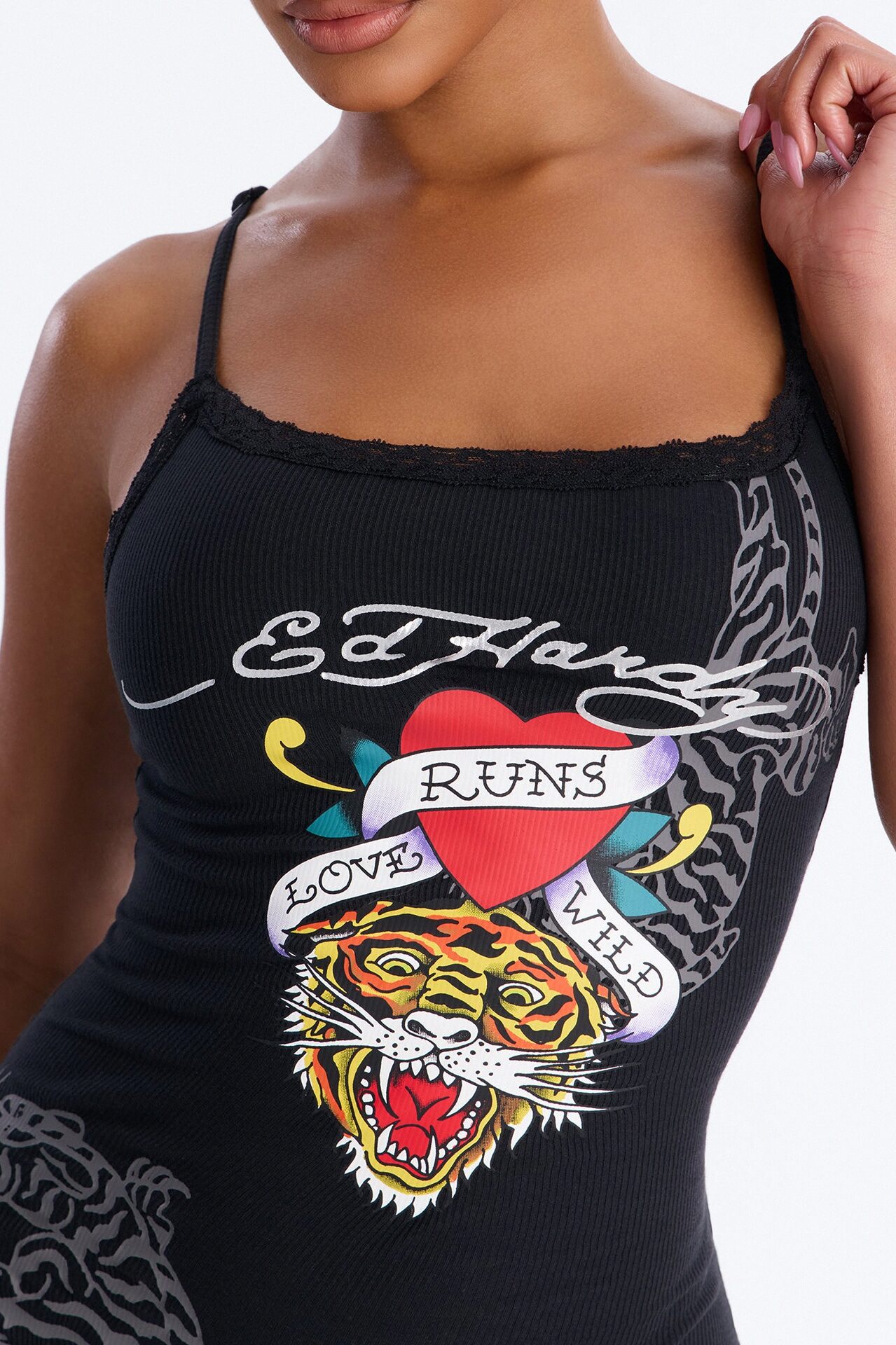 Ed Hardy Love Runs Wild PJ Romper - Black