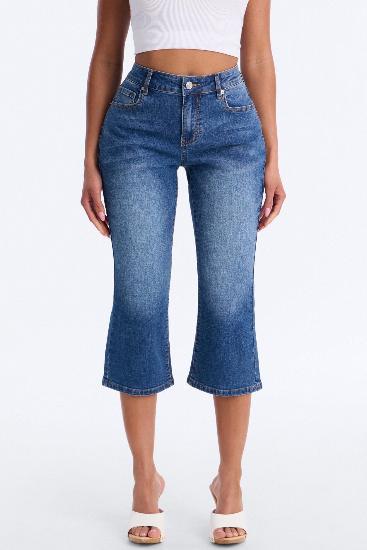 String Me Along Low Rise Capri Jeans - Dark Wash