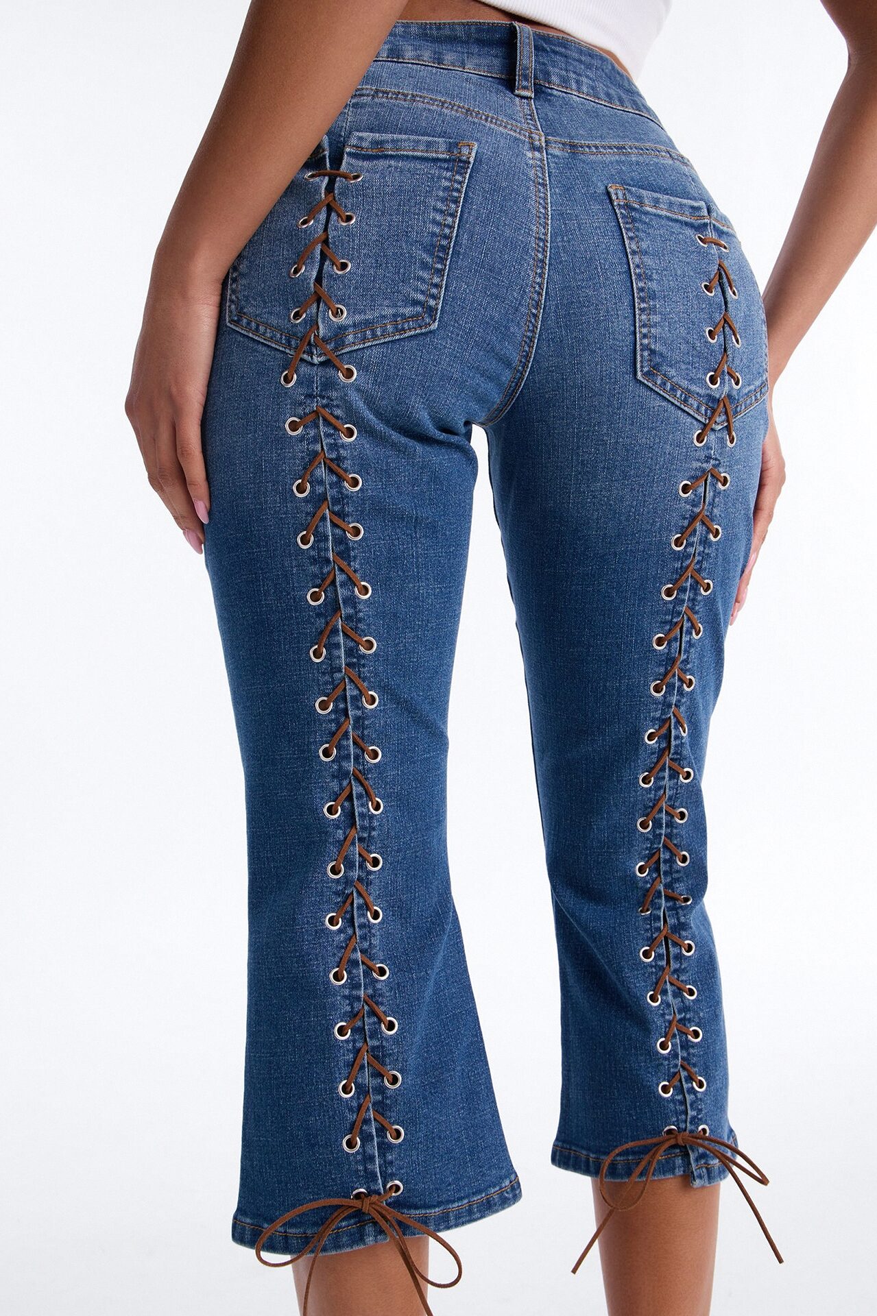 String Me Along Low Rise Capri Jeans - Dark Wash