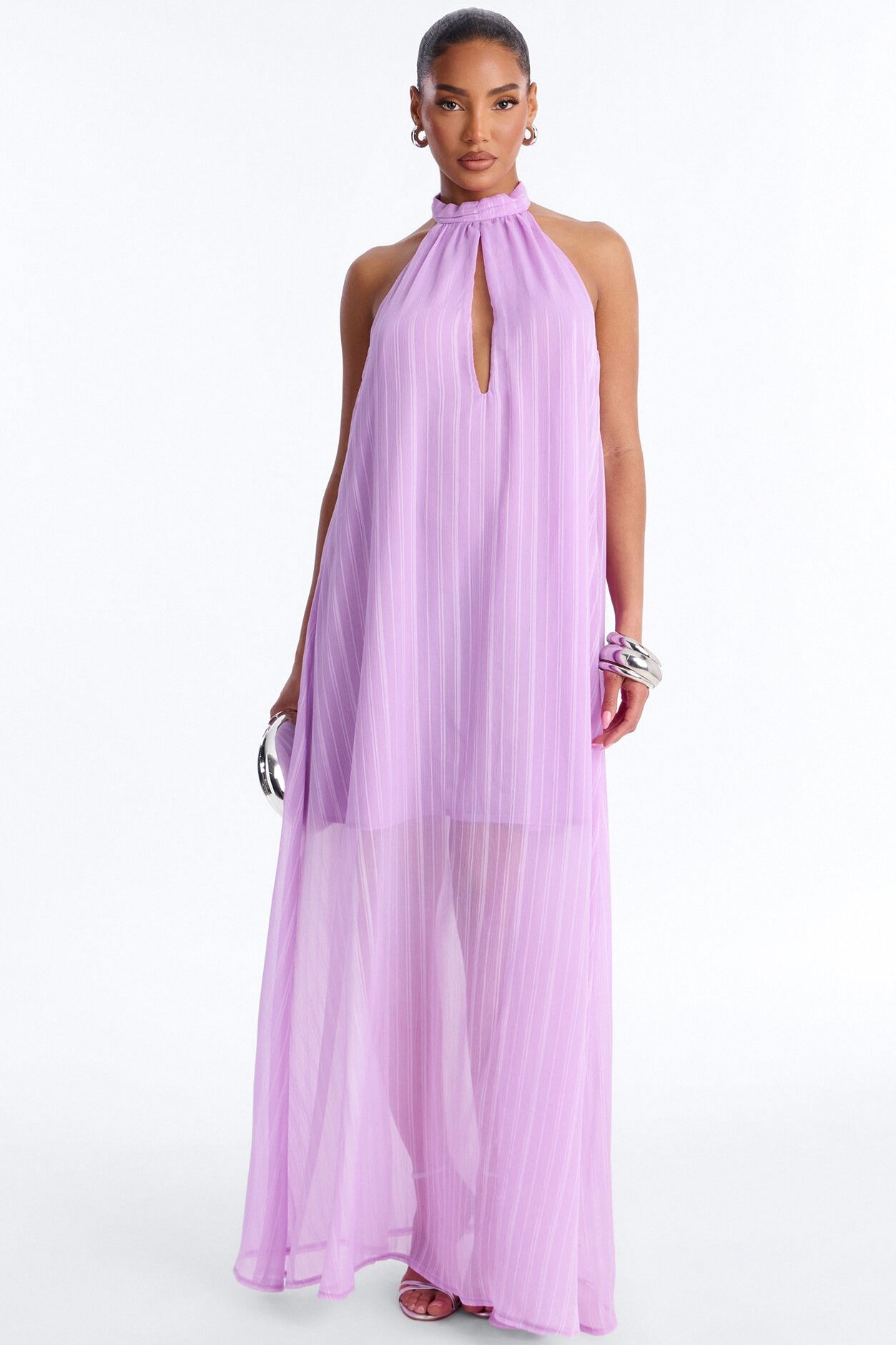 Amelia Backless Beaded Maxi Dress - Lavender