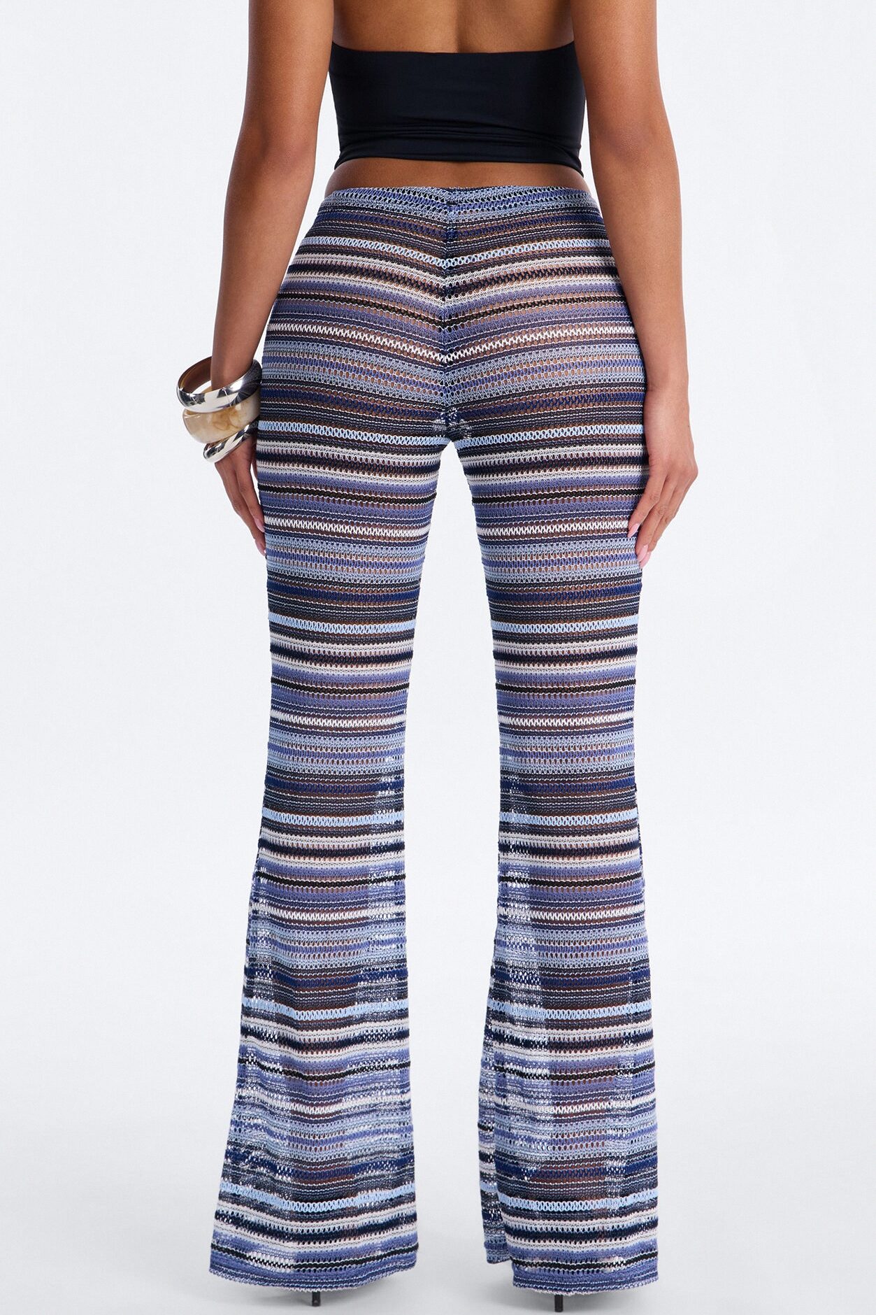 On The Beach Low Rise Crochet Flare Pant 33″ - Blue/combo