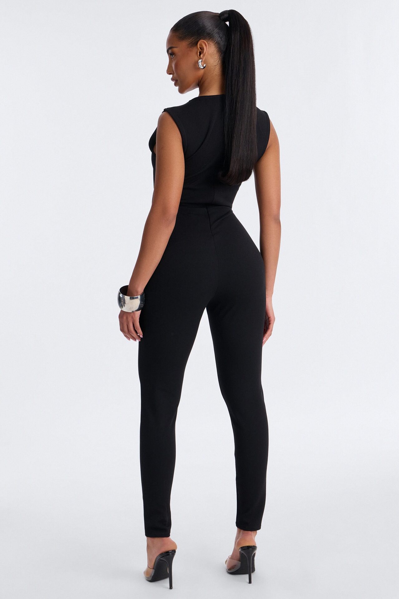 Vanna Draped Catsuit - Black