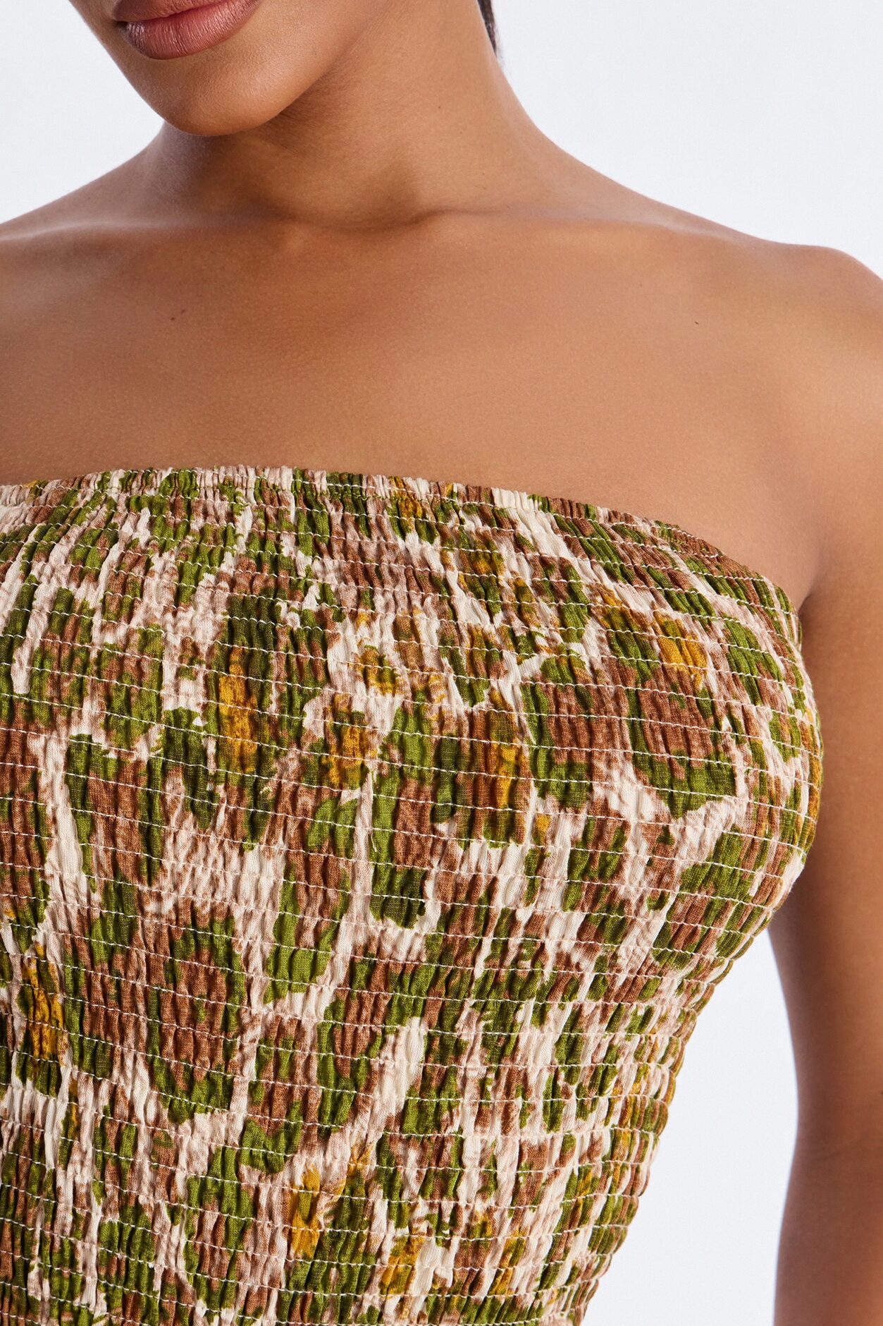Leah Strapless Smocked Jumpsuit - Green