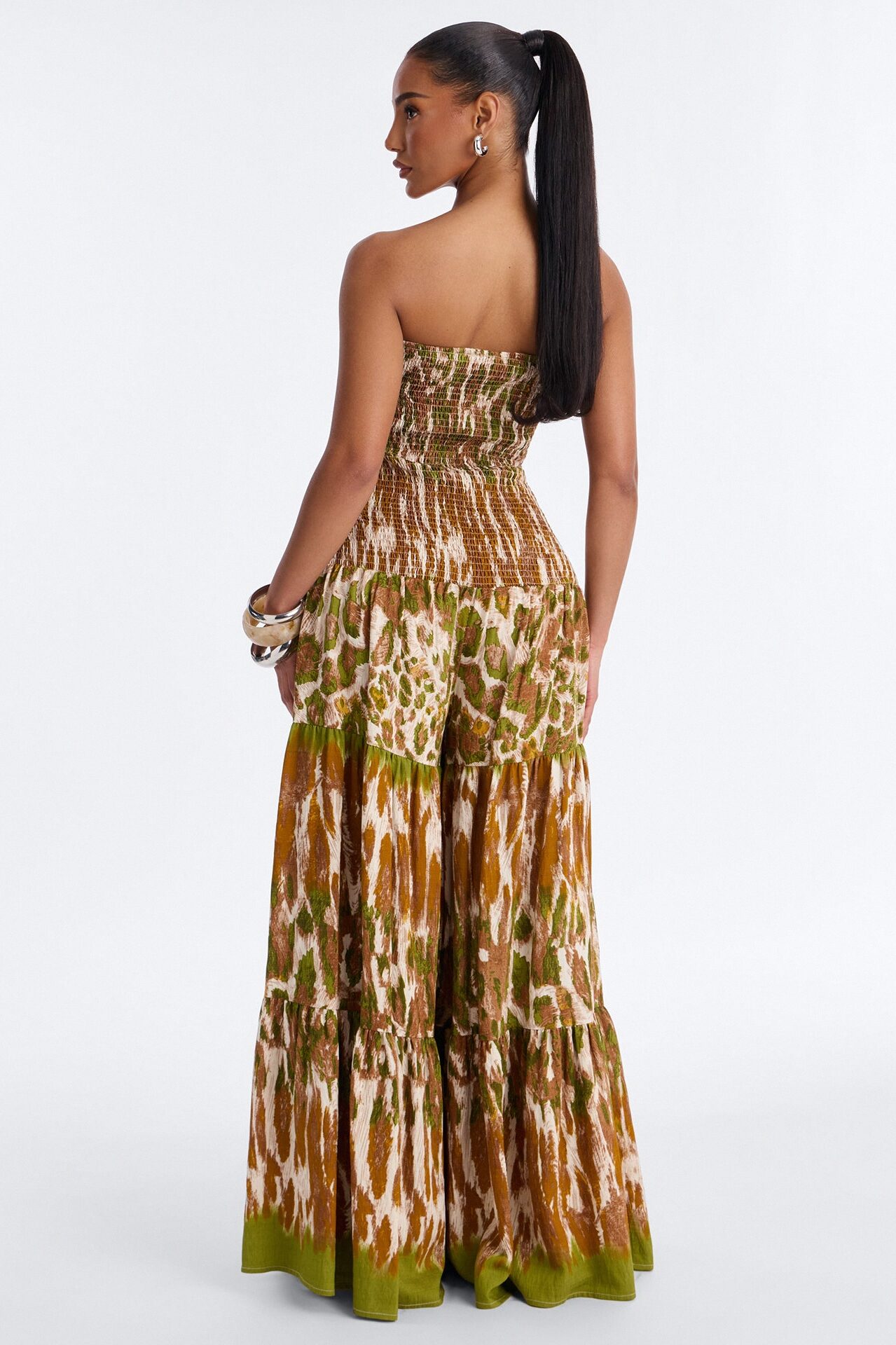 Leah Strapless Smocked Jumpsuit - Green