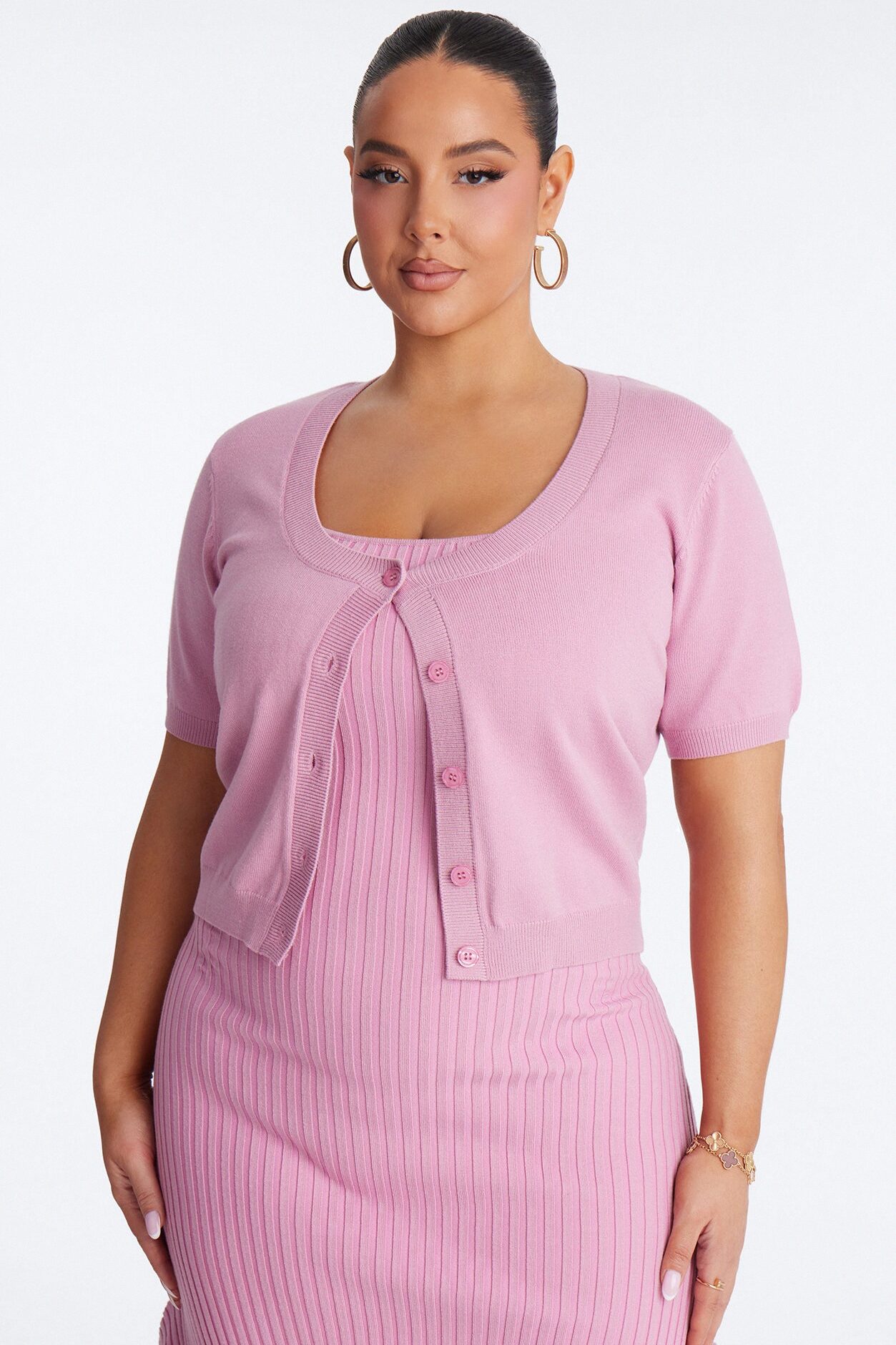 Rare Catch Ribbed Midi Dress Set - Mauve