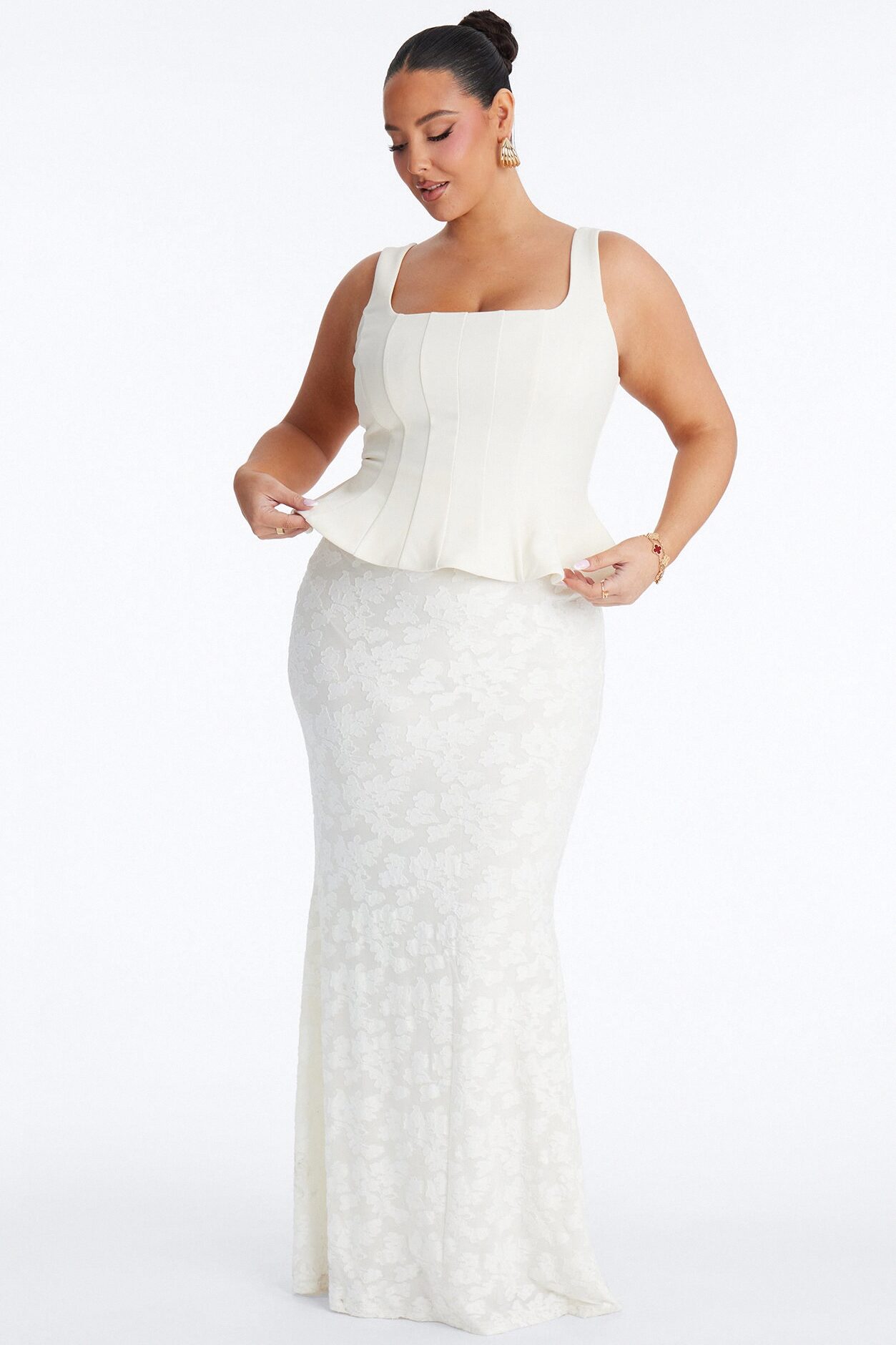 In Bloom Peplum Gown - Ivory