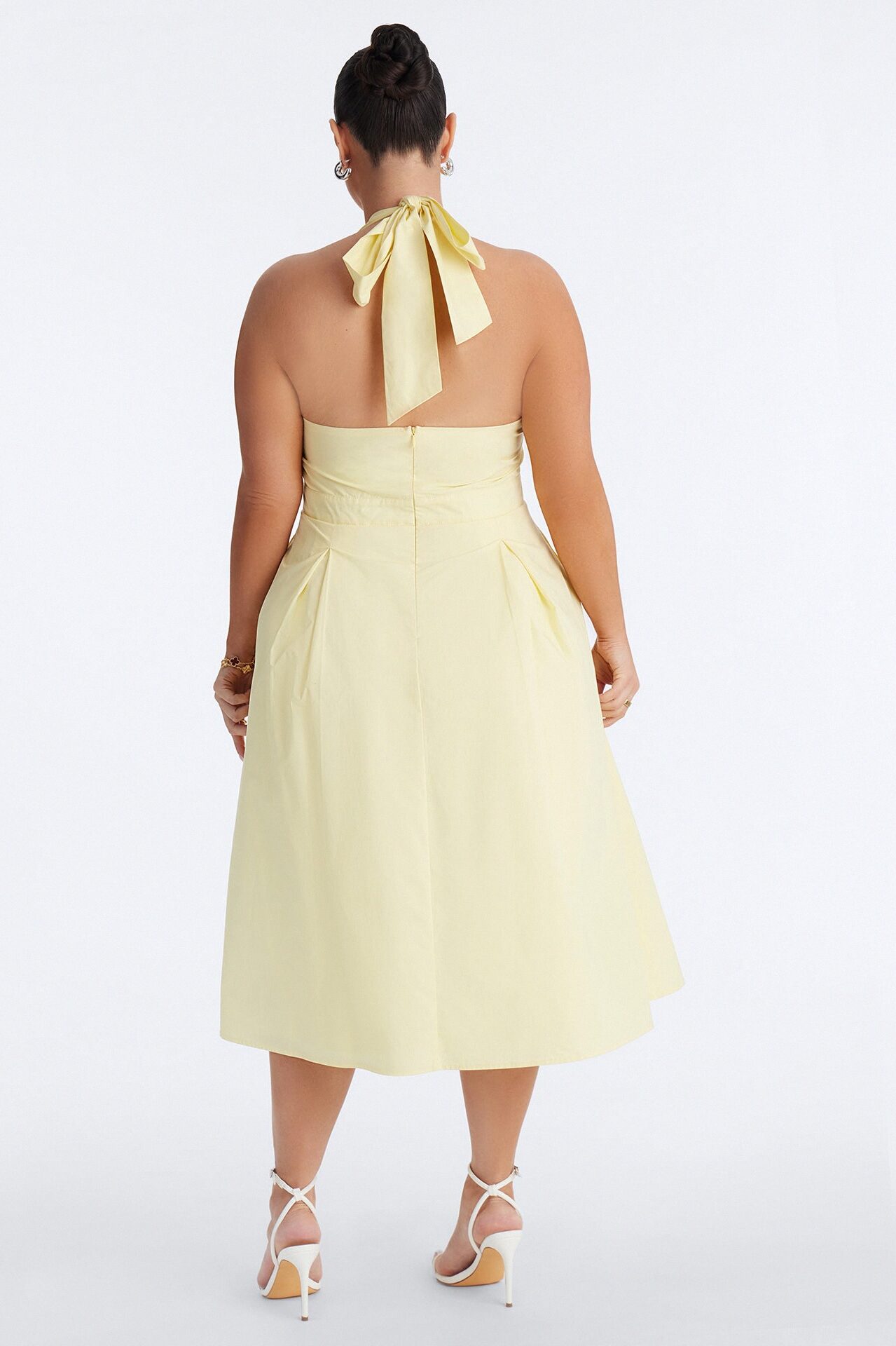 Aleah Halter Corset Midi Dress - Yellow