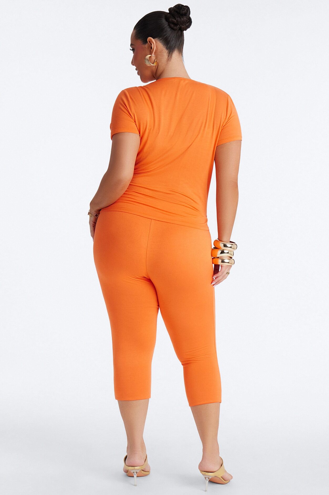 Priscilla Plunge Capri Set - Orange