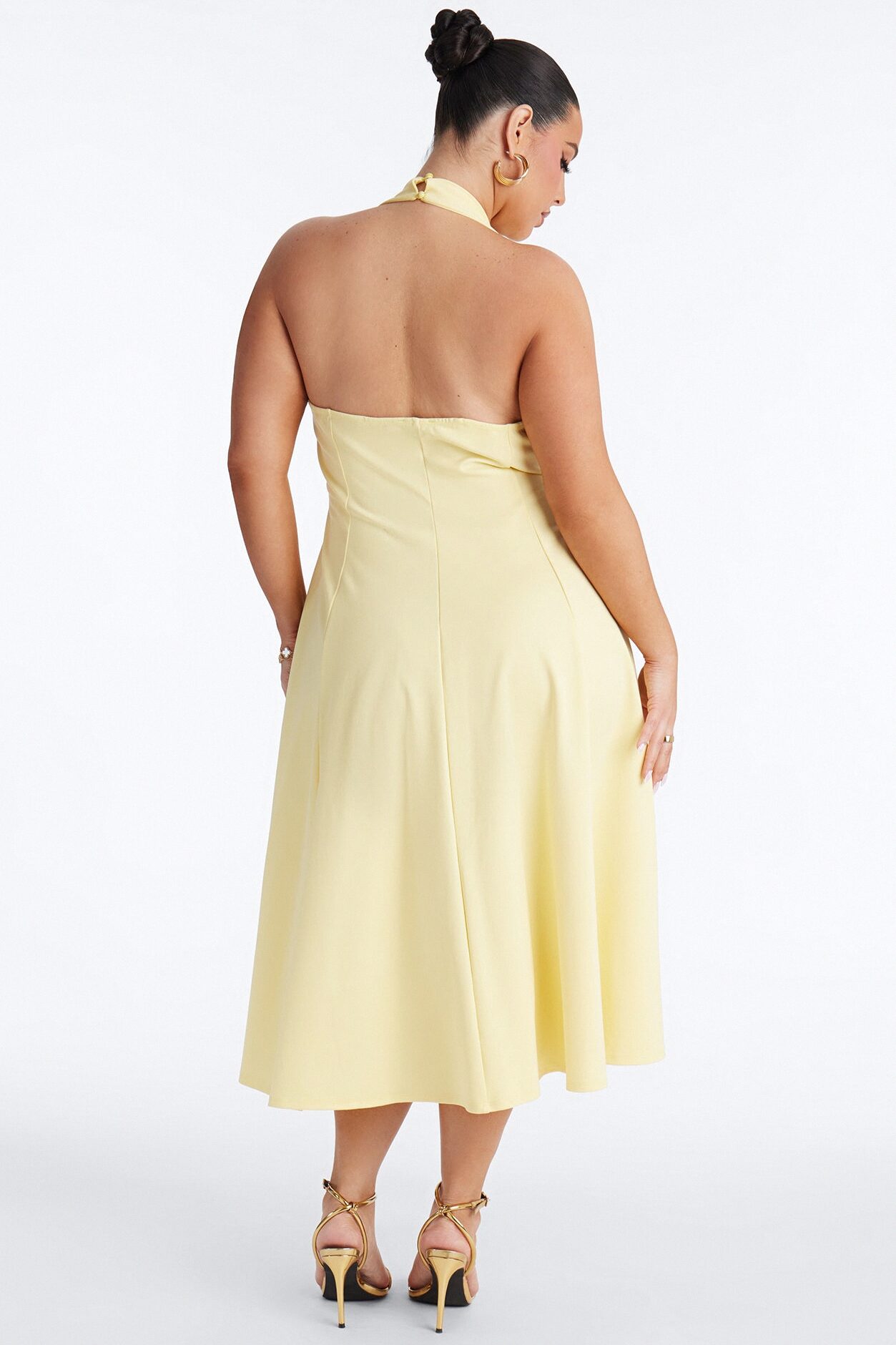Mabel Ponte Midi Dress - Yellow
