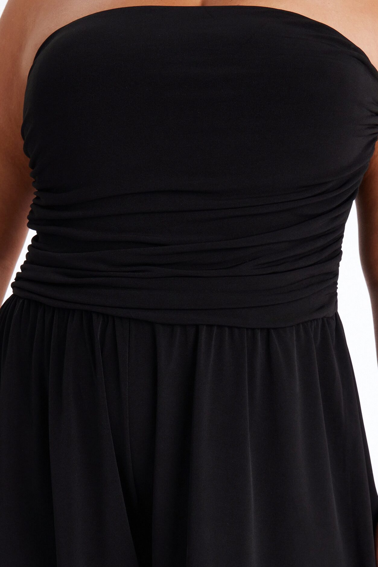 Krisha Strapless Flowy Romper - Black