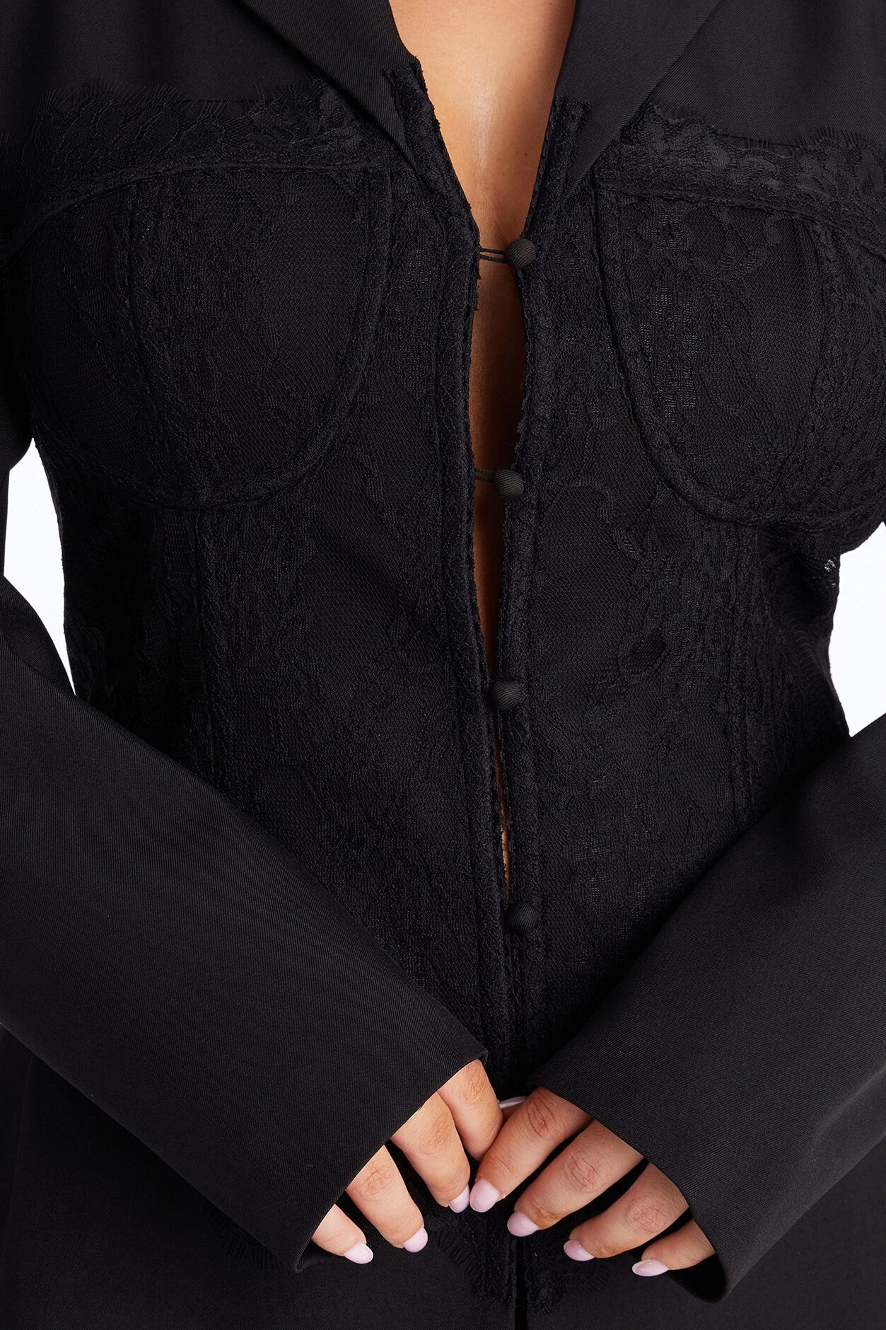 Deep Secrets Lace Corset Blazer - Black