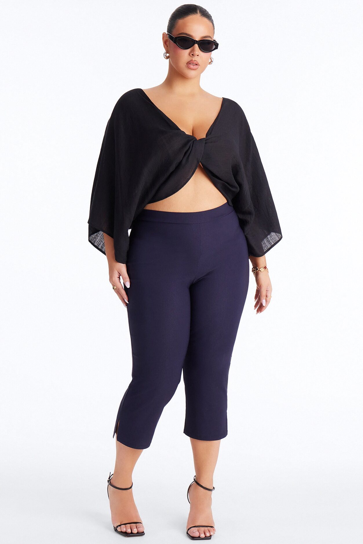 Butter Me Up Knotted Linen Top - Black
