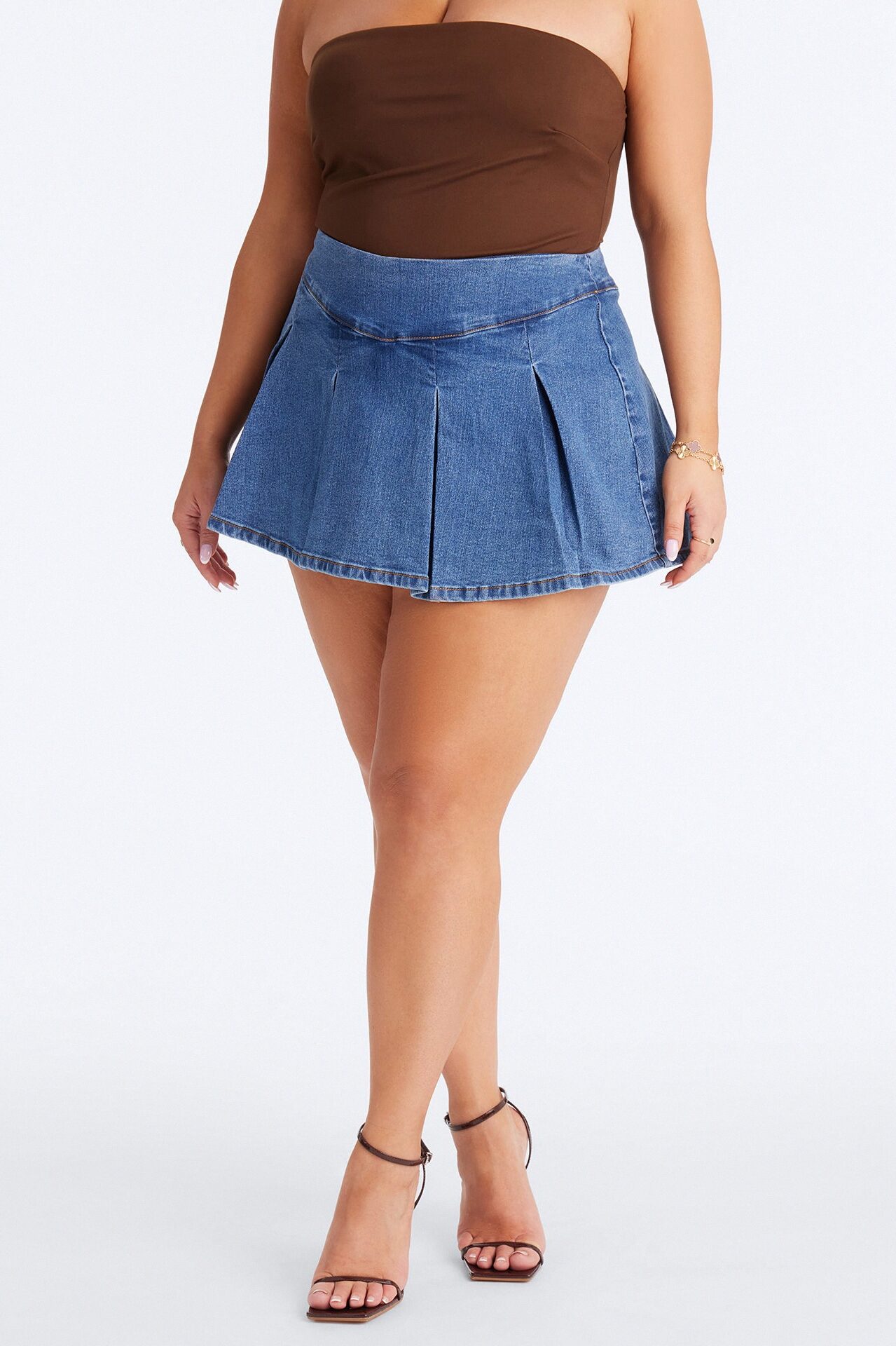 Told You So Denim Micro Mini Skort - Medium Wash