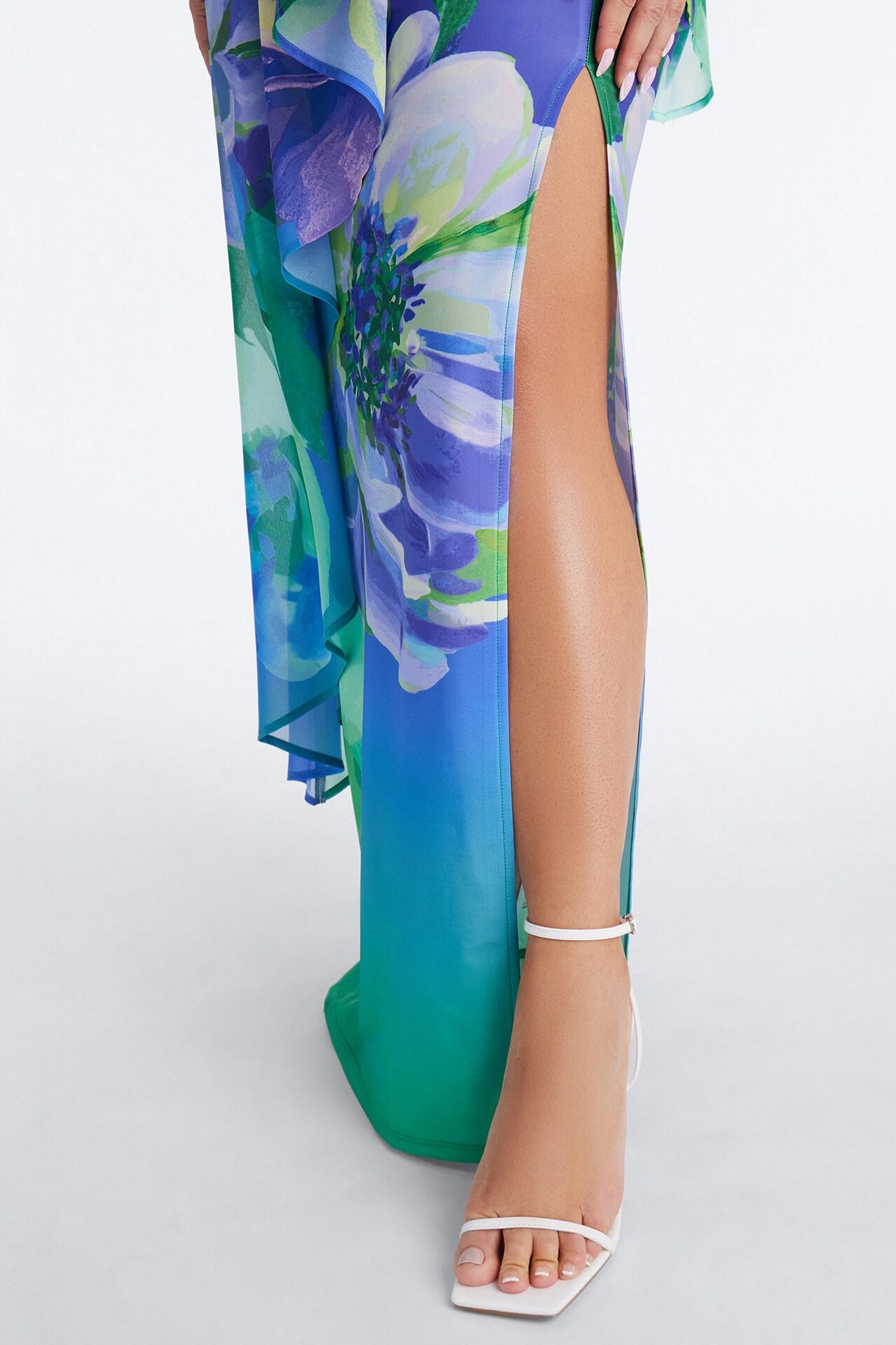 Amber Strapless Chiffon Maxi Dress - Green/combo