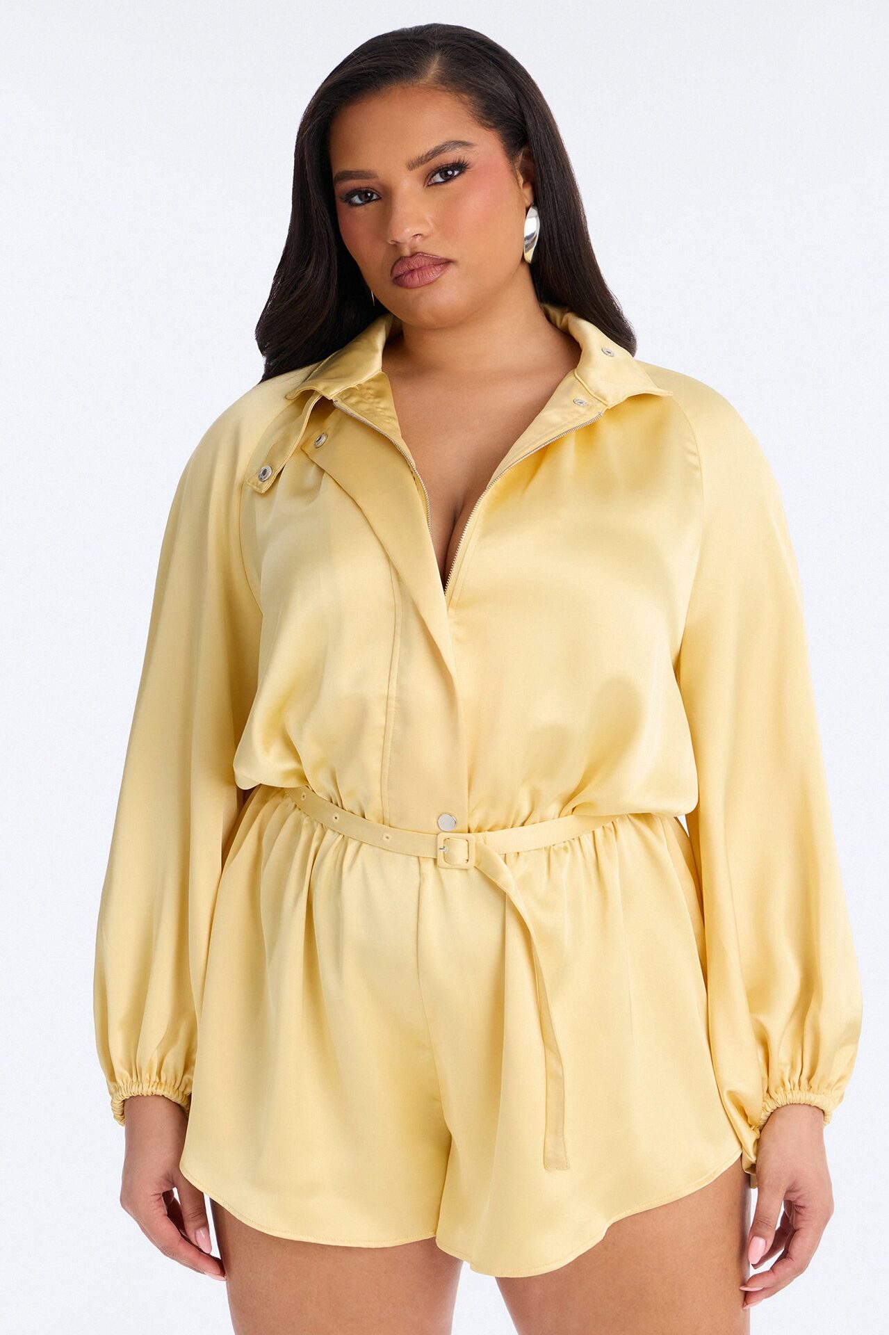 Sia Satin Collar Romper - Yellow