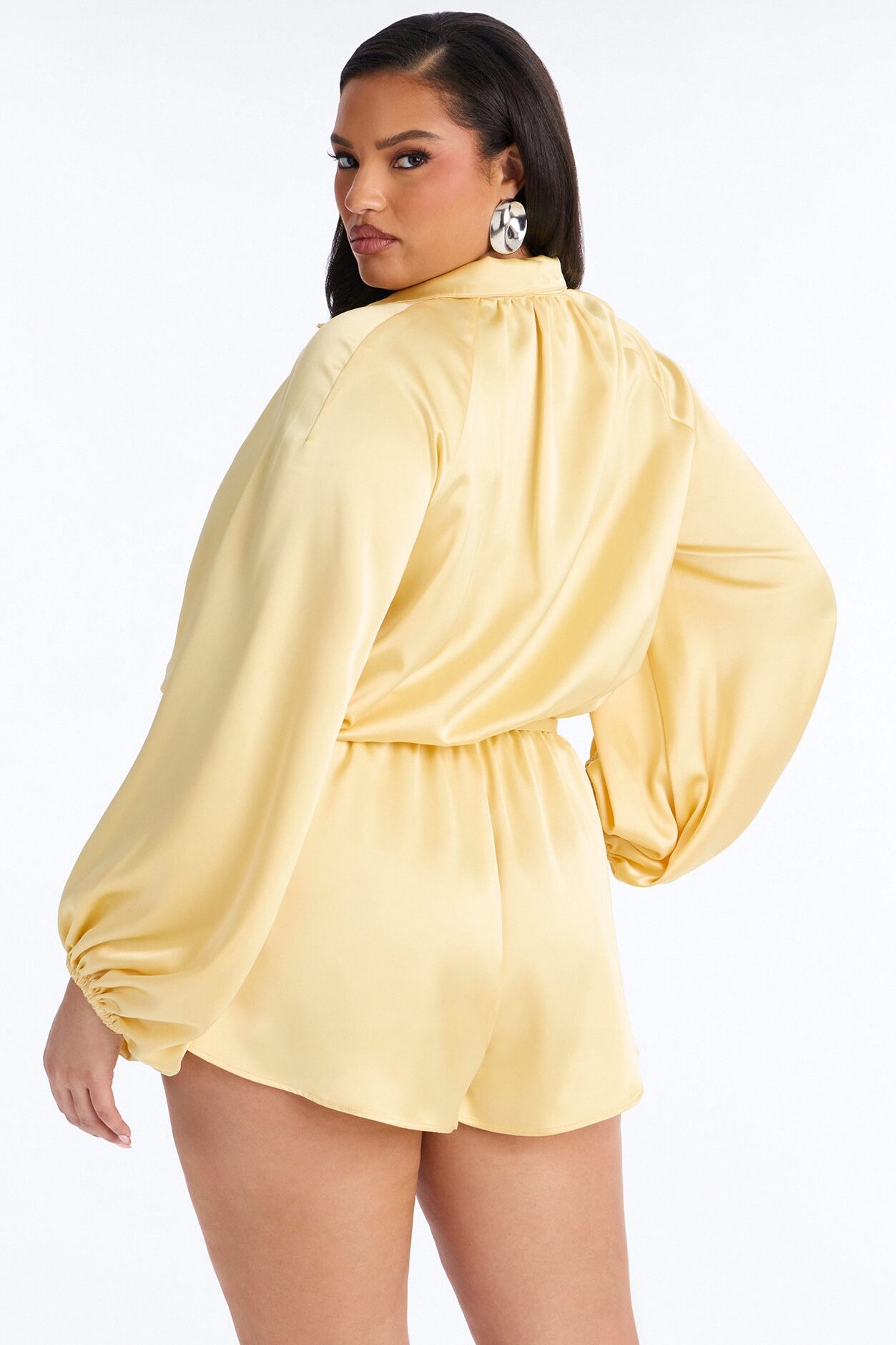 Sia Satin Collar Romper - Yellow