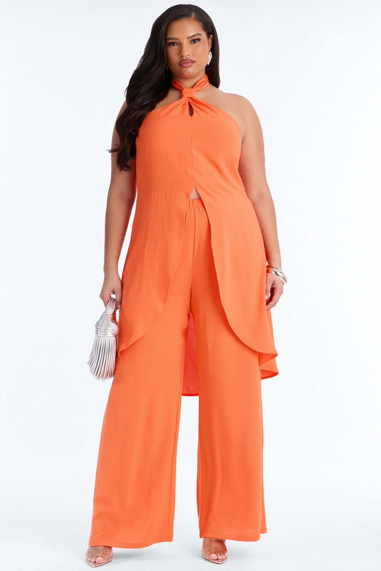 Born For This Halter Pant Set - Orange