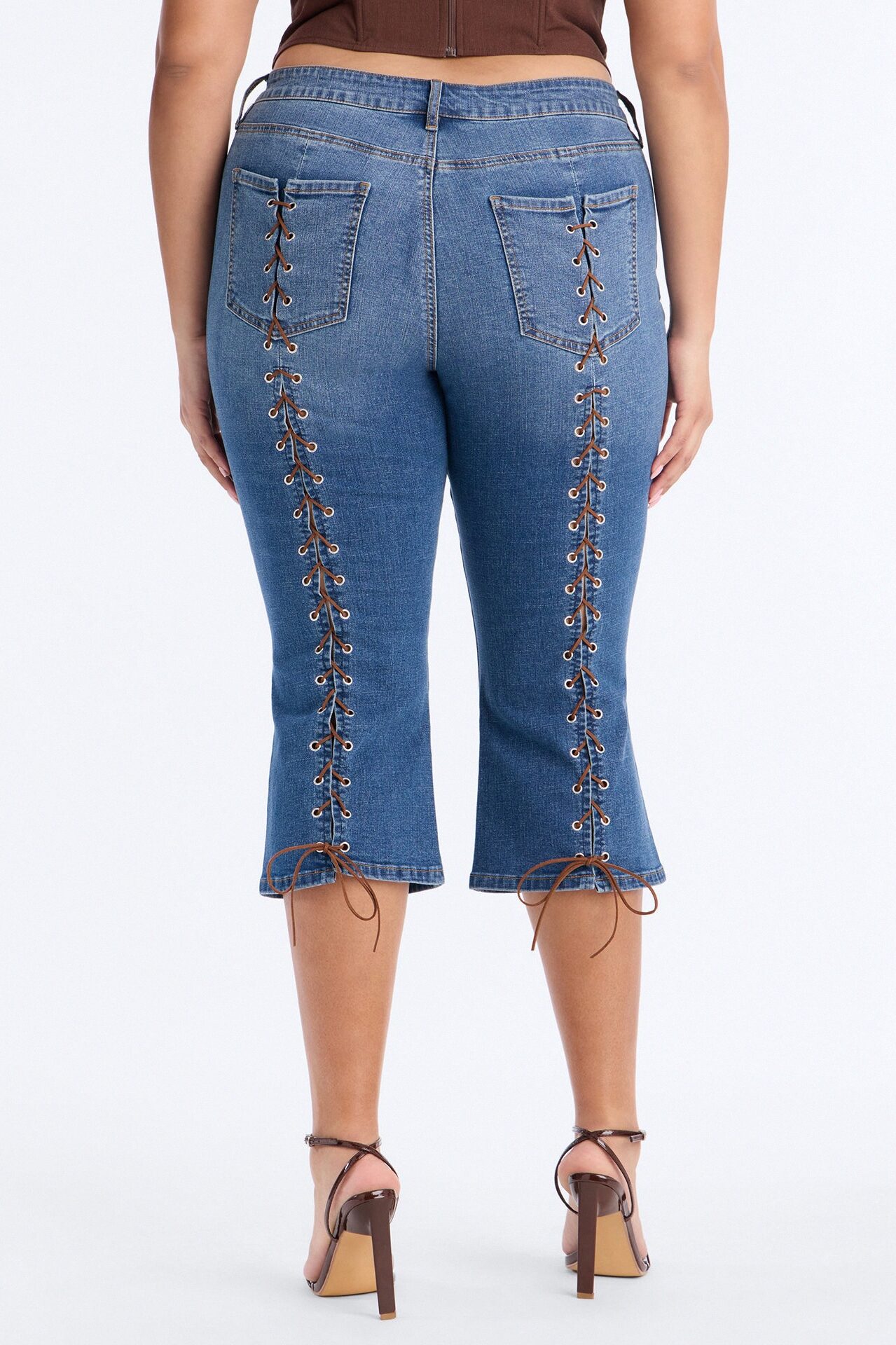 String Me Along Low Rise Capri Jeans - Dark Wash