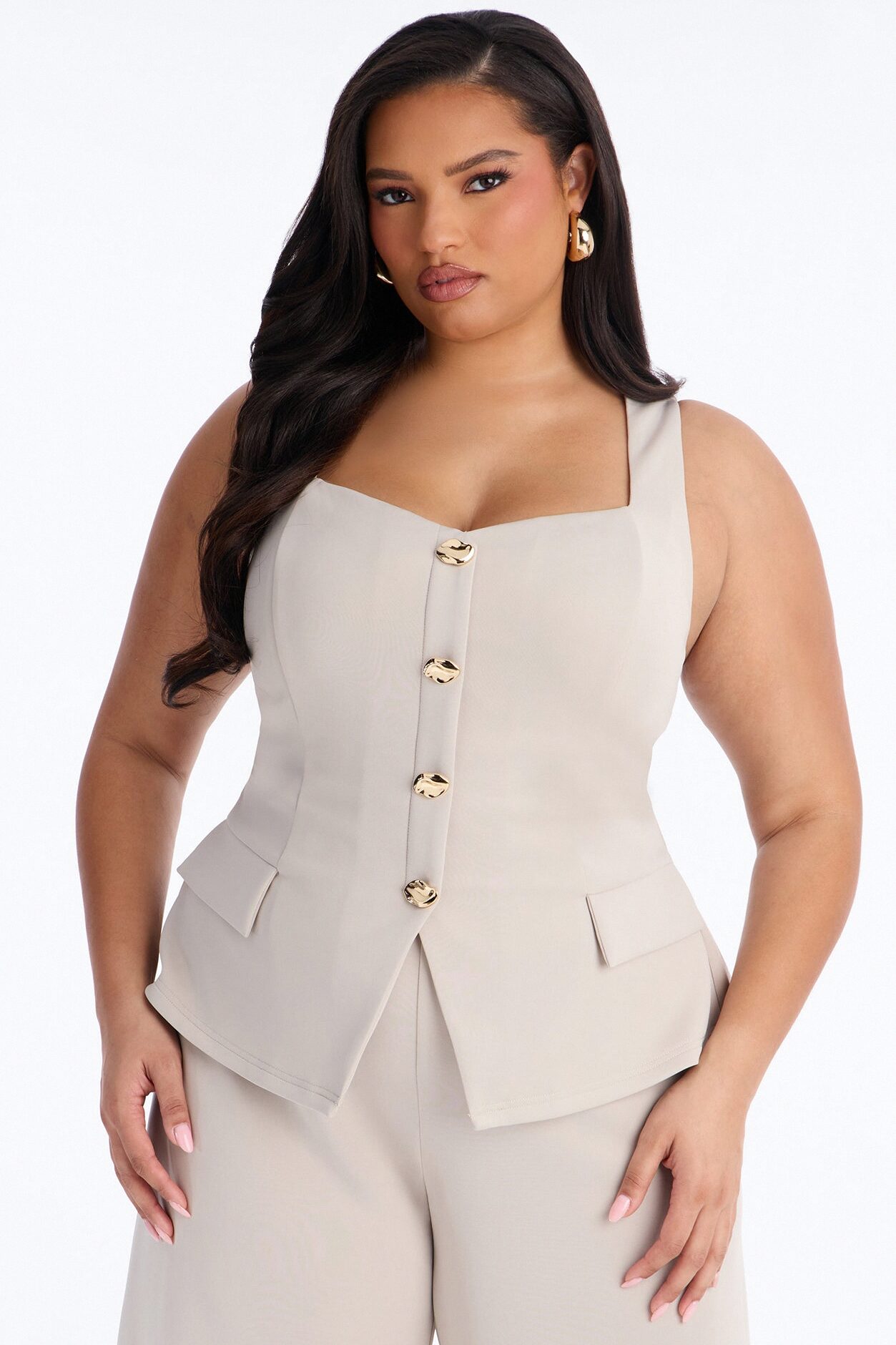 Gracia Hardware Wide Leg Jumpsuit - Stone