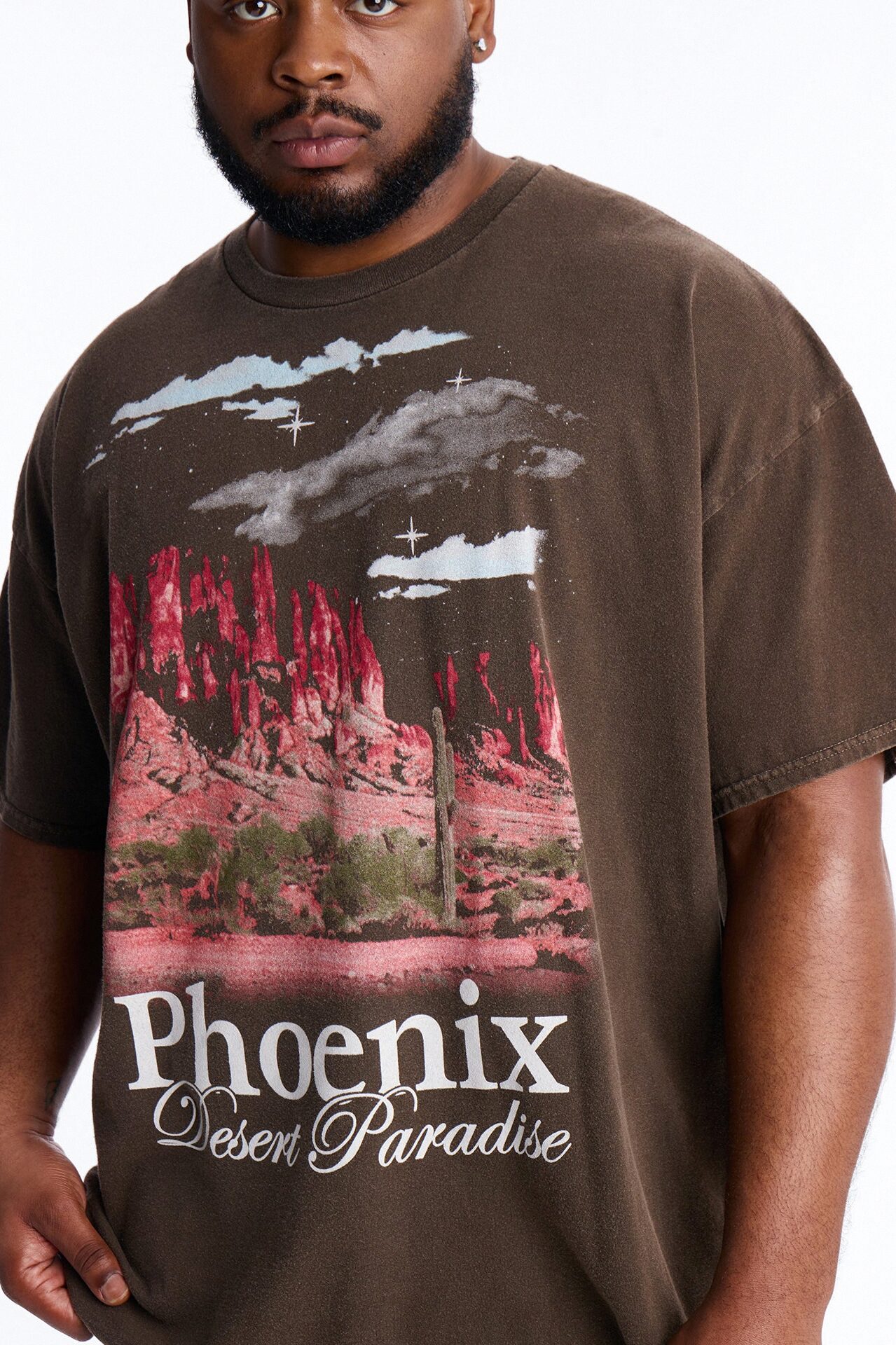 Phoenix Desert Paradise Oversized Short Sleeve Tee - Chocolate